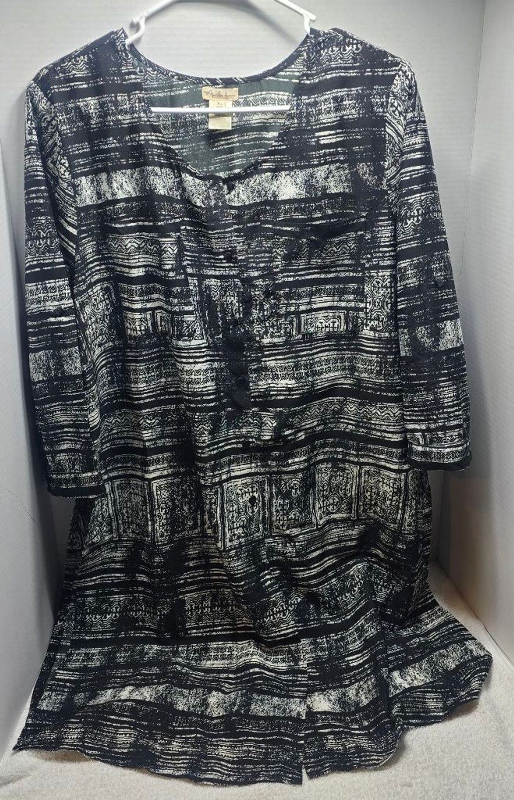 The Unbranded Brand Women's Antiba Femme Black & White Patterned Tunic Top XL Size XL / US 12-14 / IT 48-50 - 1 Thumbnail