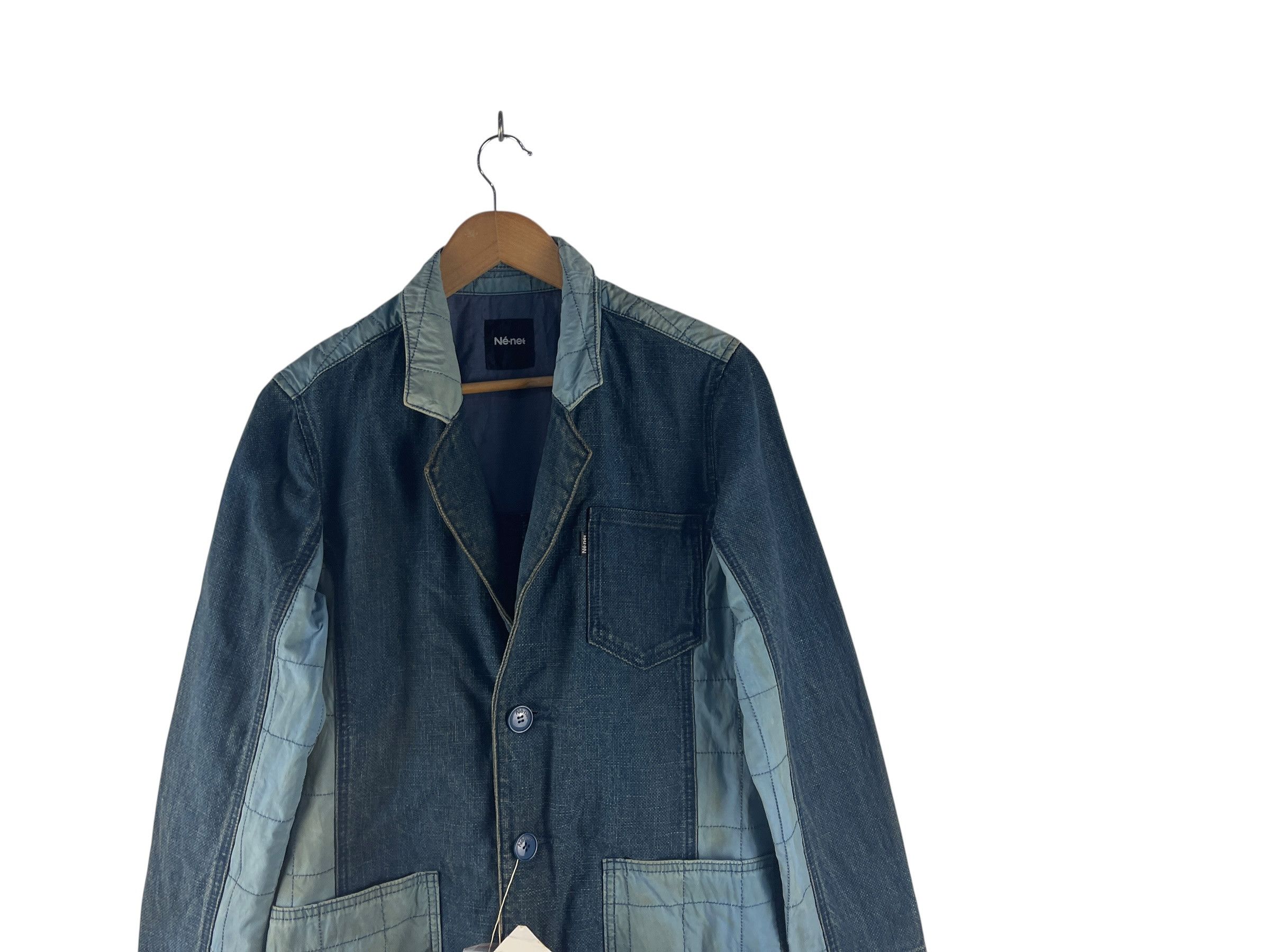 Ne-Net Ne-net Patchwork Denim Long Coat Quilted Panel Belted Back Size S / US 4 / IT 40 - 5 Thumbnail