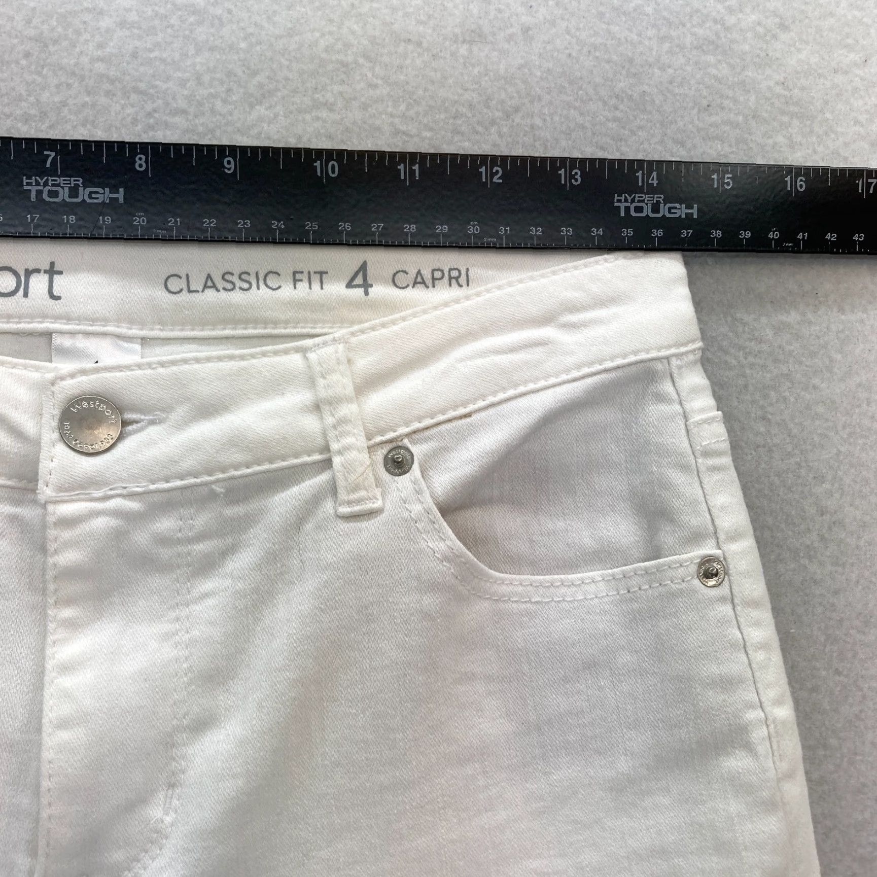 Vintage Westport Capri Jeans Women's 4 Classic Fit White Stretch Denim High Rise Casual Size 28" / US 6 / IT 42 - 5 Thumbnail