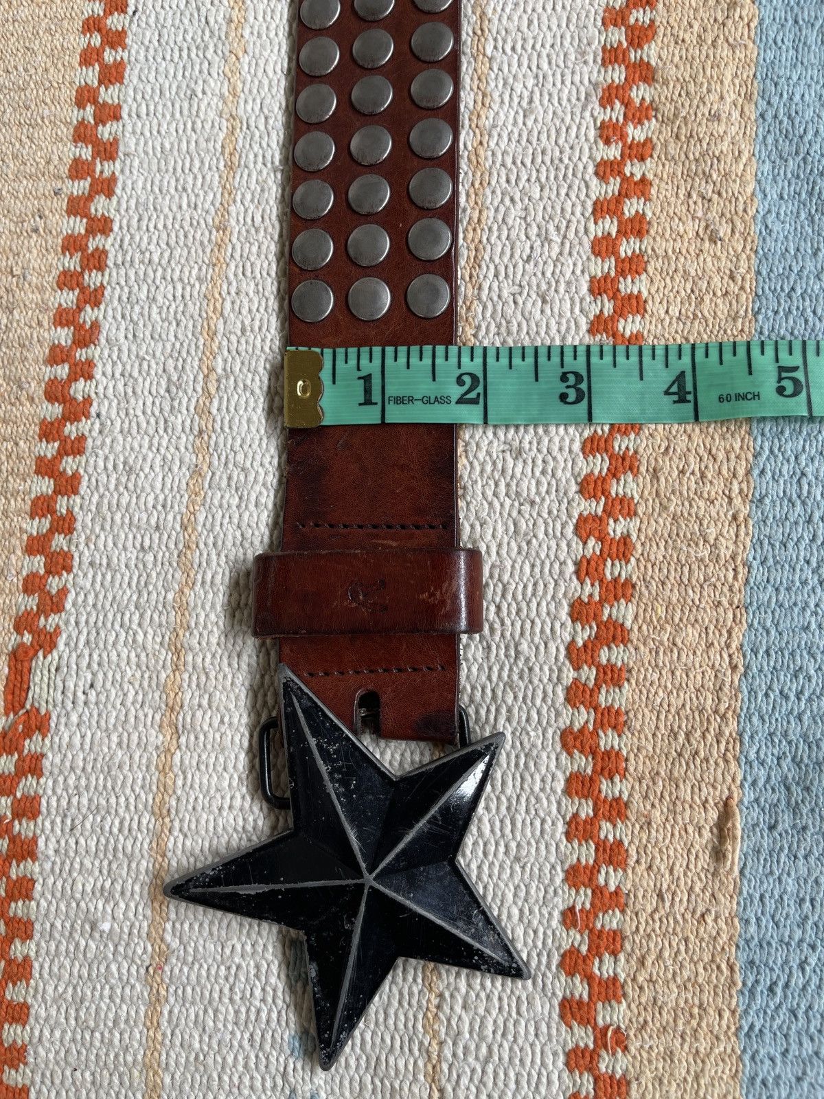 Hollywood Trading Company Vtg Belt🔥HOLLYWOOD TRADING COMPANY🔥Studded Start Buckle Size 34 - 14 Thumbnail