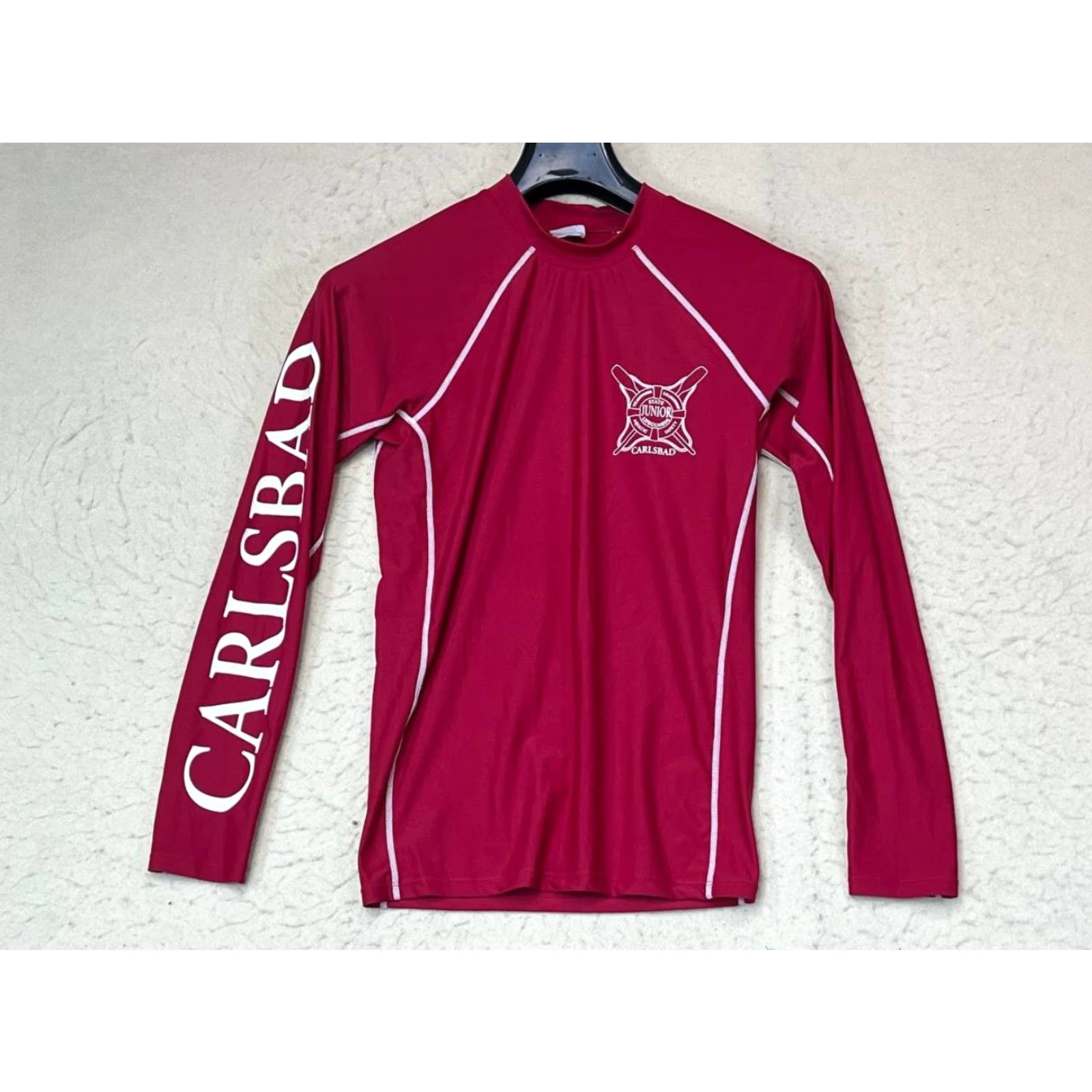 Vintage Tuga Red Rashguard Long Sleeve Sunwear Top M Medium Unisex Adults Nylon Lycra Solid Blouse State Junior Lifeguard Size M / US 6-8 / IT 42-44 - 2 Thumbnail