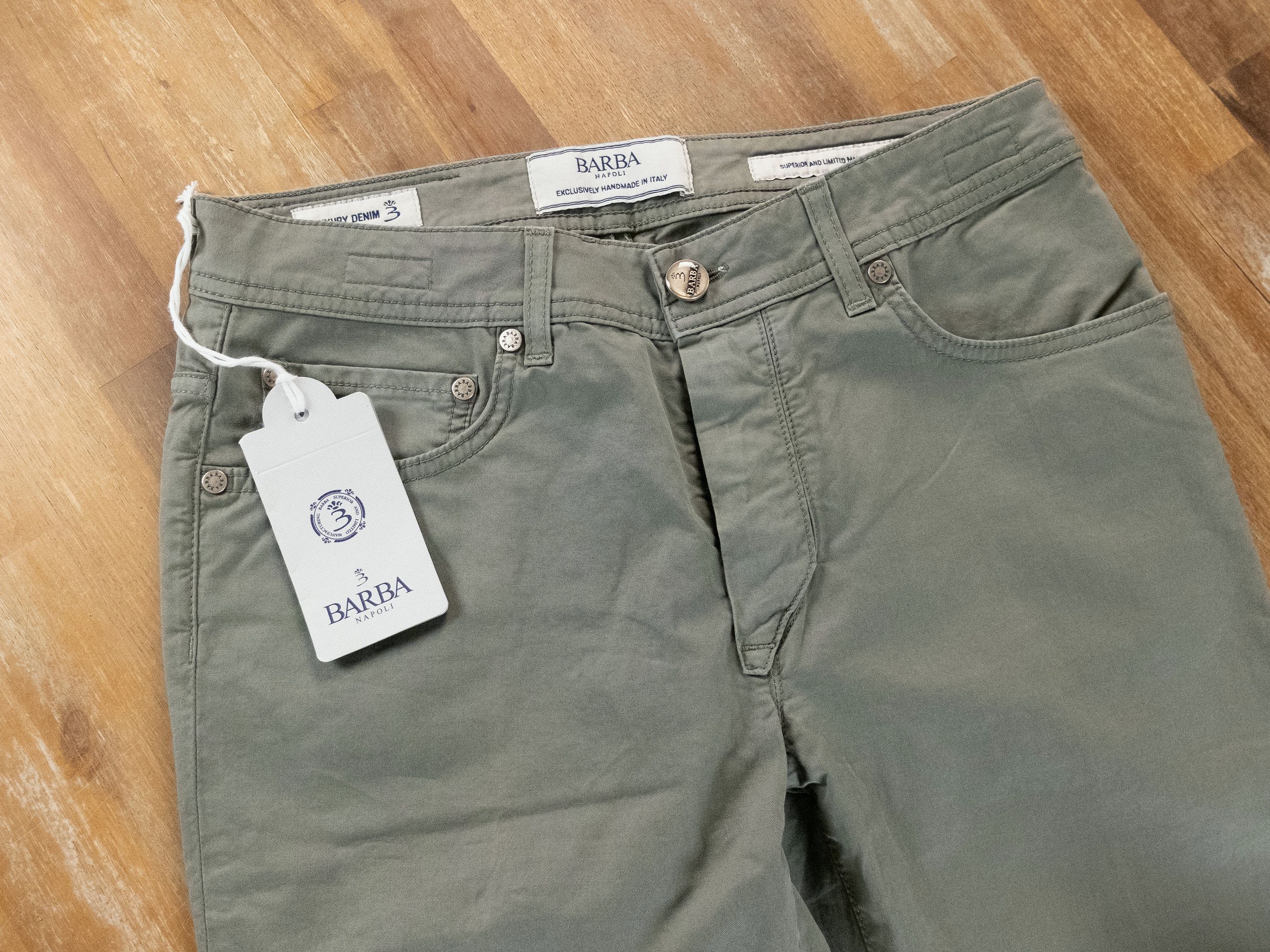 Barba Napoli BARBA Napoli green slim fit lightweight jeans Size 33 Size US 33 - 2 Thumbnail