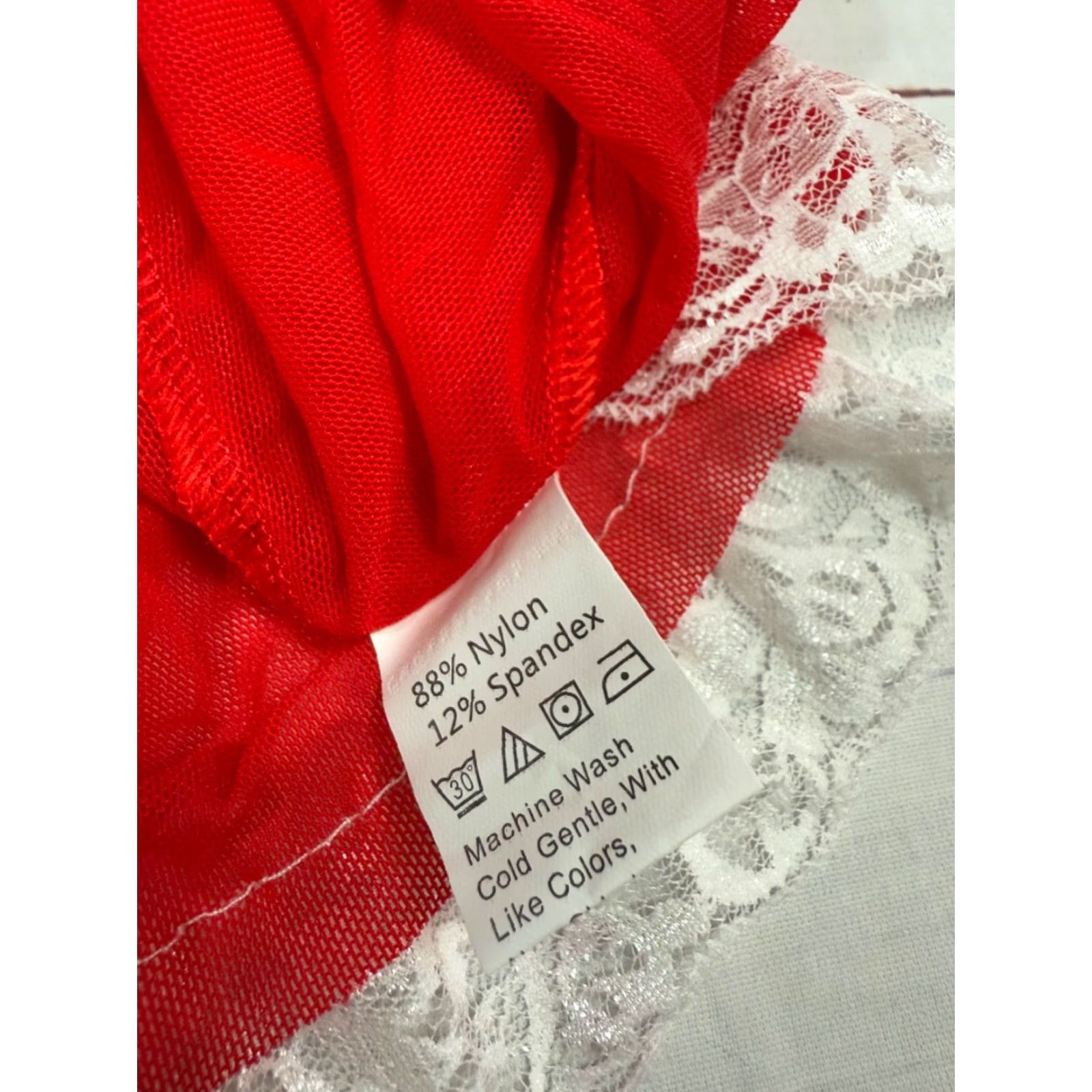 Vintage Avidlove Teddy Lingerie Red Holiday Christmas White Trim M Womens XS? (Note: Original specifies M) Size ONE SIZE - 6 Thumbnail