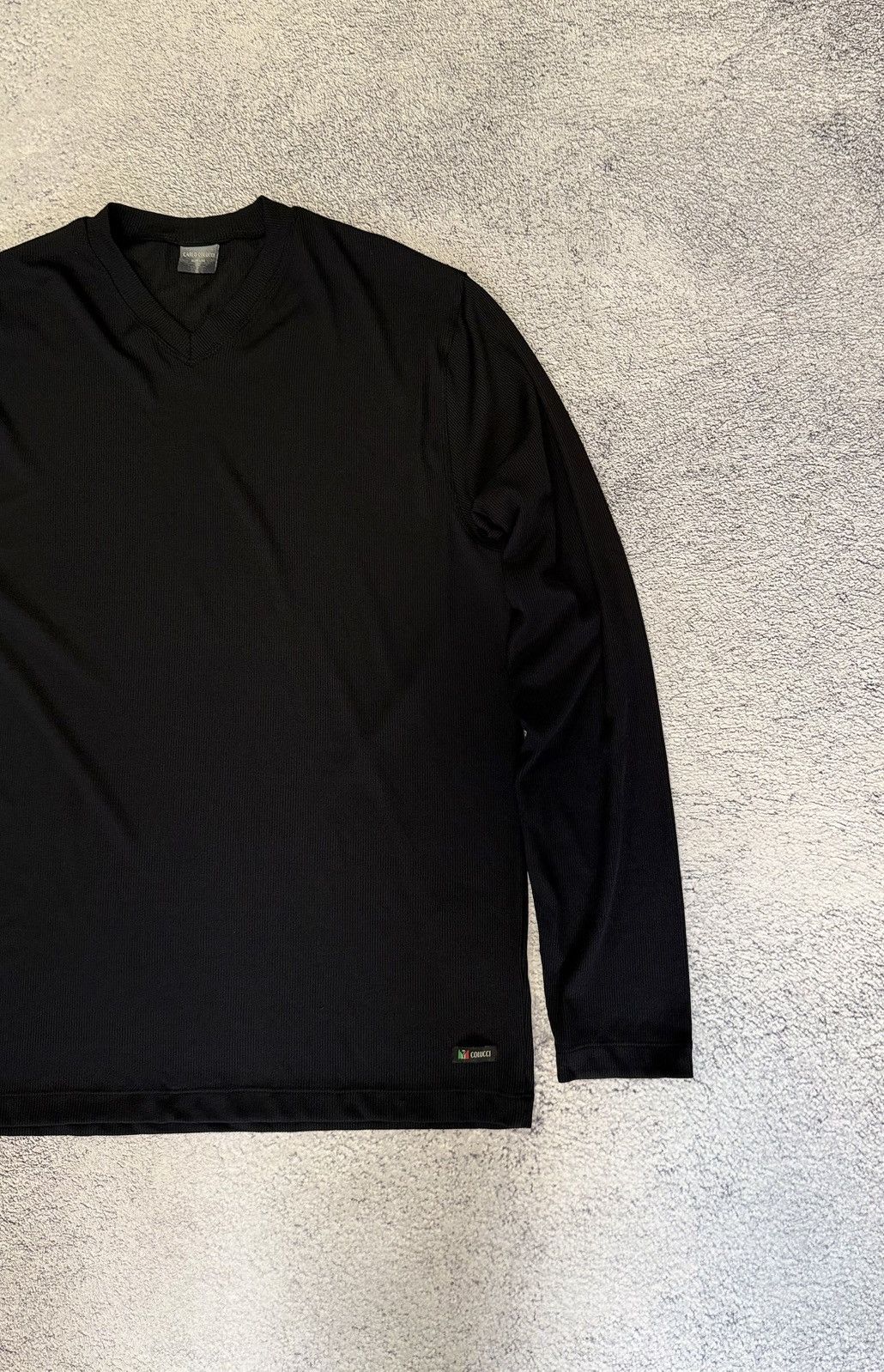 Carlo Colucci Carlo Colucci Slim Fit Long Sleeve V Neck Shirt Black L Men Size US L / EU 52-54 / 3 - 10 Thumbnail