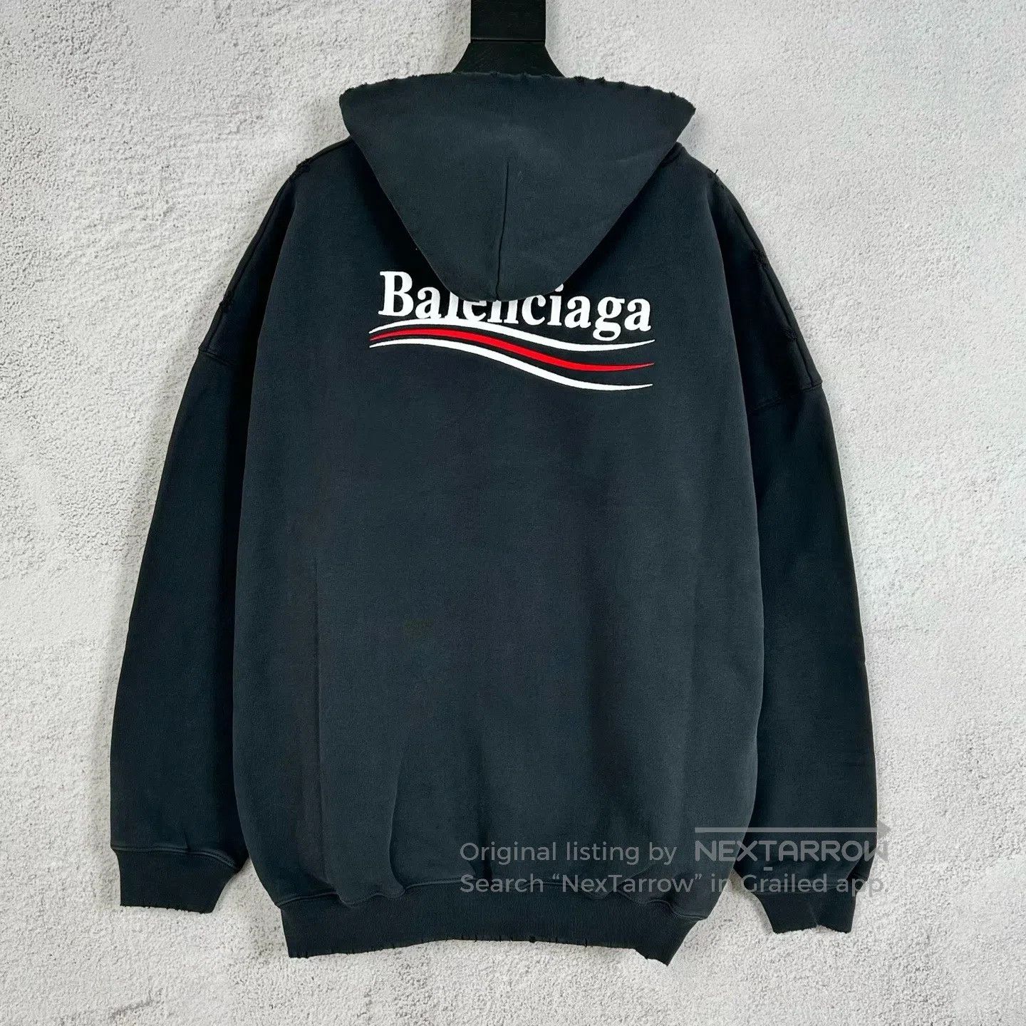 Balenciaga Balenciaga Cola Wave Letter Embroidered Hoodie in Water Gr Size US M / EU 48-50 / 2 - 2 Thumbnail