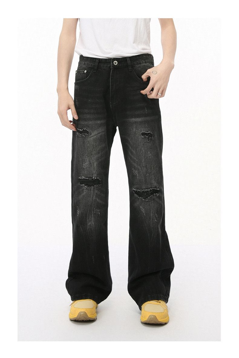 Japanese Brand × Jean Street Washed Vintage Mid-Rise Black Ripped Jeans Size US 32 / EU 48 - 1 Thumbnail