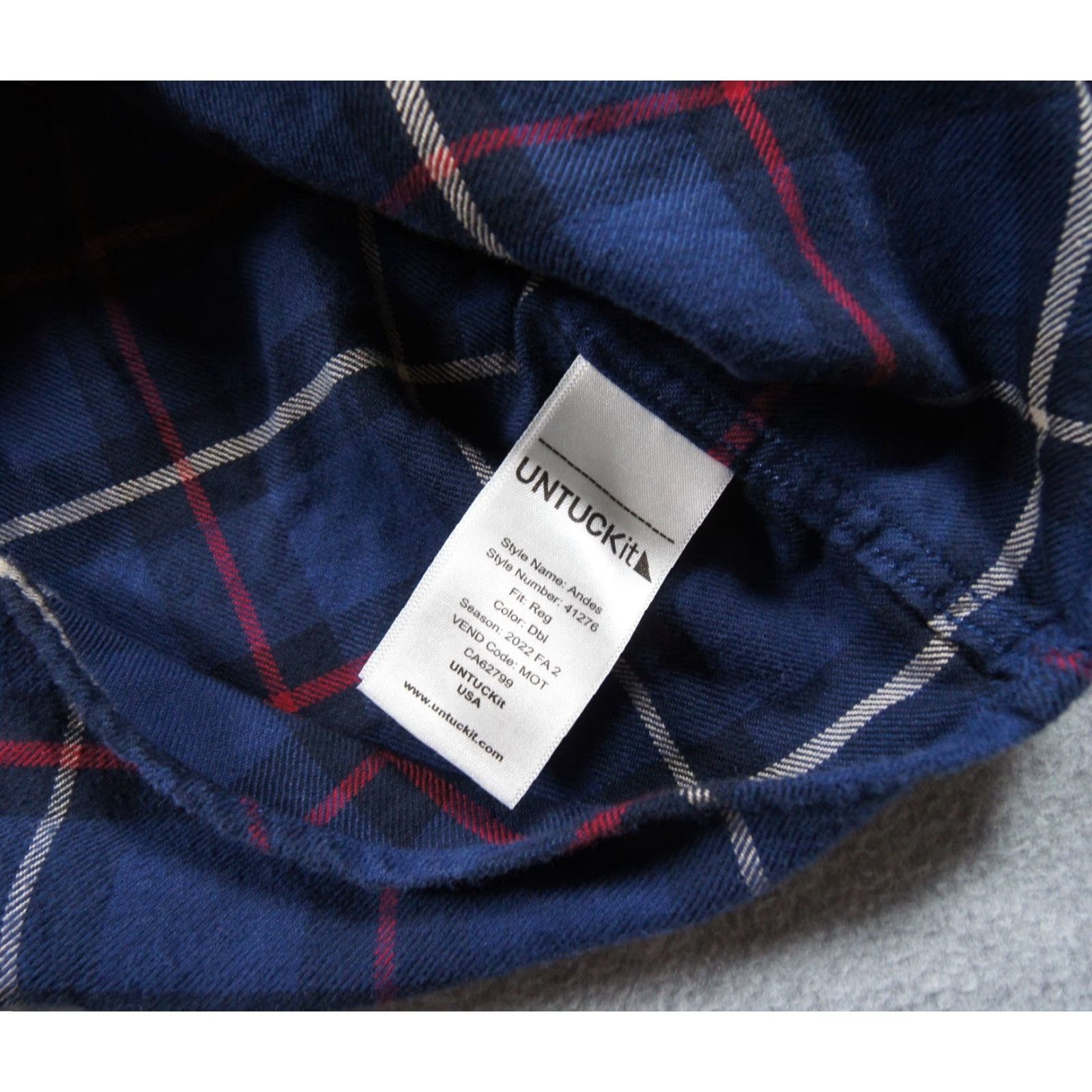 UNTUCKit UNTUCKit Shirt Mens Medium Blue Button Up Flannel Long Sleeve Plaid Andes Size US M / EU 48-50 / 2 - 6 Thumbnail
