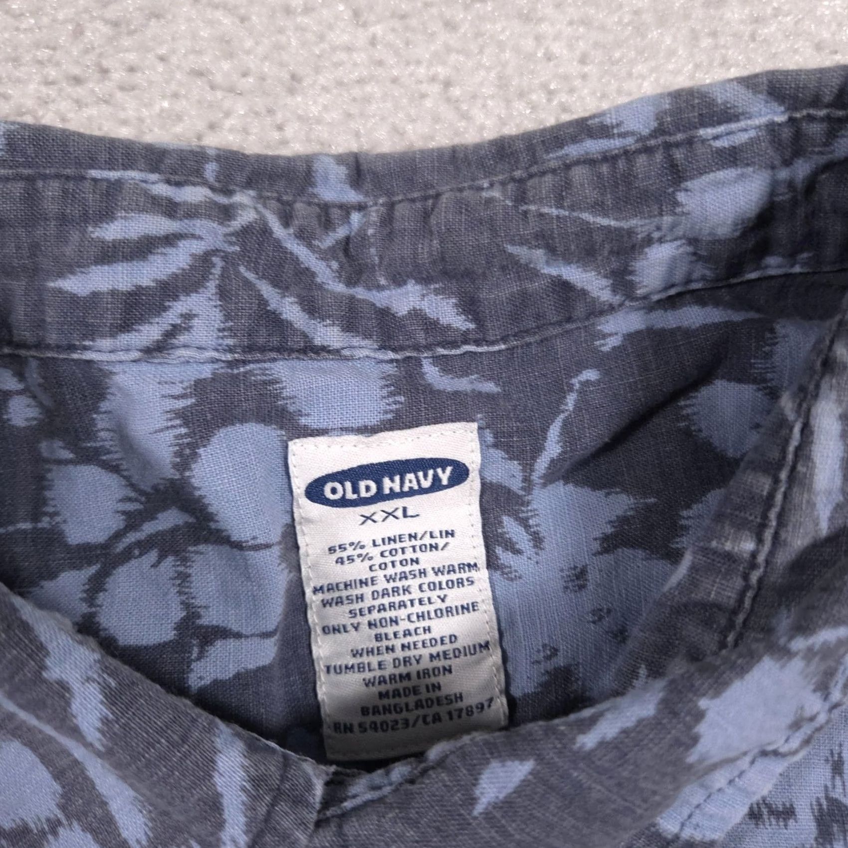 Old Navy Old Navy Shirt Mens 2XL Blue Floral Linen Button Front Short Sleeve Casual Size US XXL / EU 58 / 5 - 5 Thumbnail