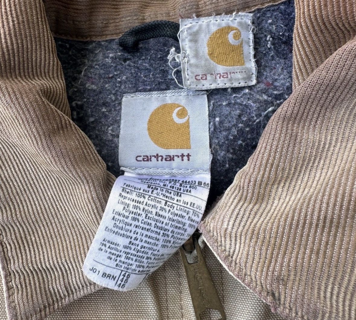 Carhartt Trashed Detroit Faded Dirty Work Jkt Blanket lined Size US L / EU 52-54 / 3 - 12 Thumbnail