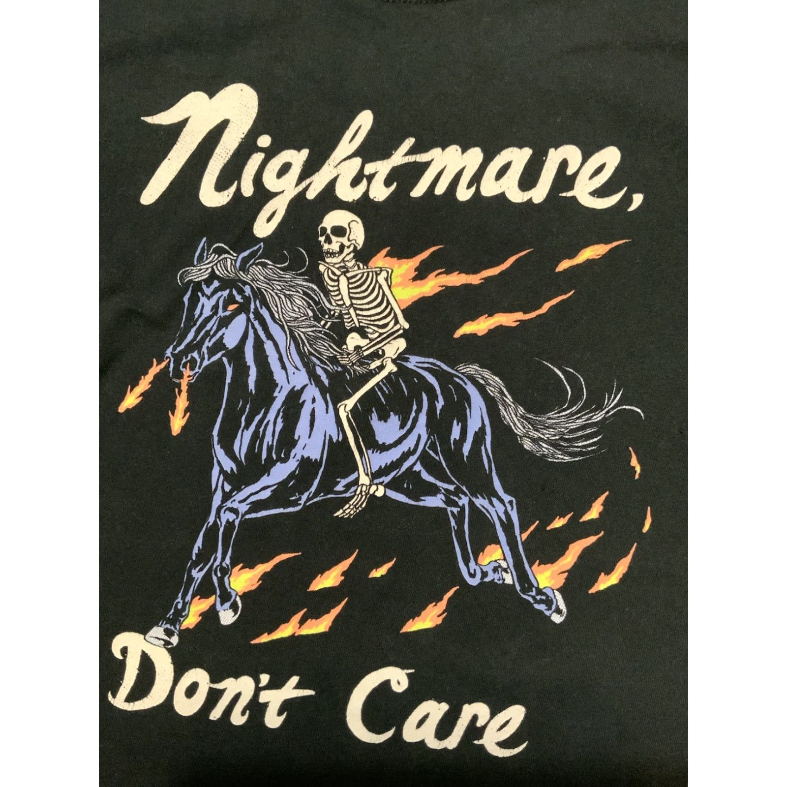 Gildan Gildan Nightmare Don’t Care Hillary White Rabbit Skeleton Horse Graphic L/S T-Shirt LG Black Men Size US L / EU 52-54 / 3 - 6 Thumbnail