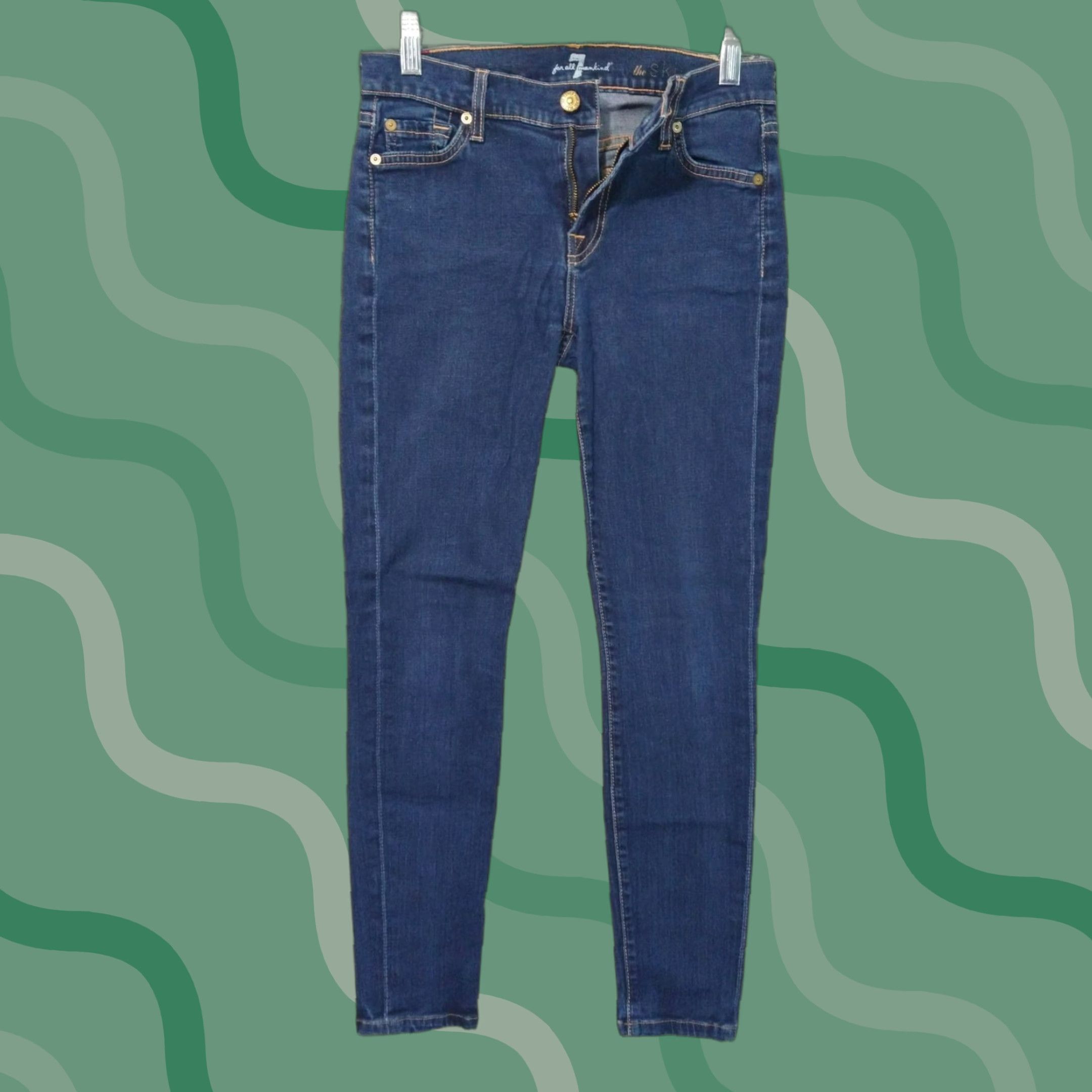 7 For All Mankind 7 For All Mankind Jeans Womens 26 Blue Denim The Skinny Ankle Stretch Dark Wash Size 26" / US 2 / IT 38 - 1 Thumbnail