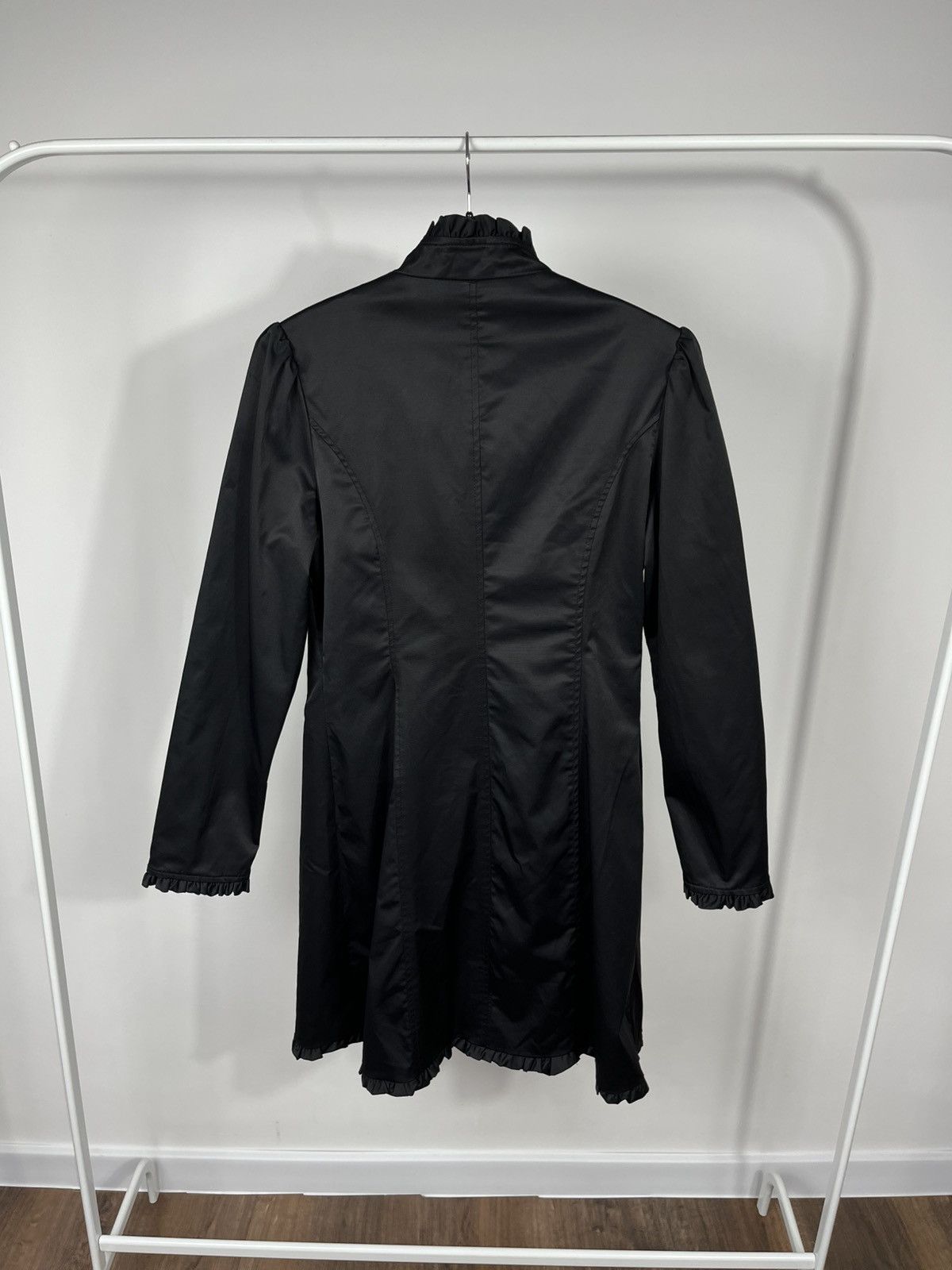 Dolce & Gabbana Dolce Gabbana D&G Black Ruffle Button Long Coat Jacket Women Size S / US 4 / IT 40 - 12 Thumbnail