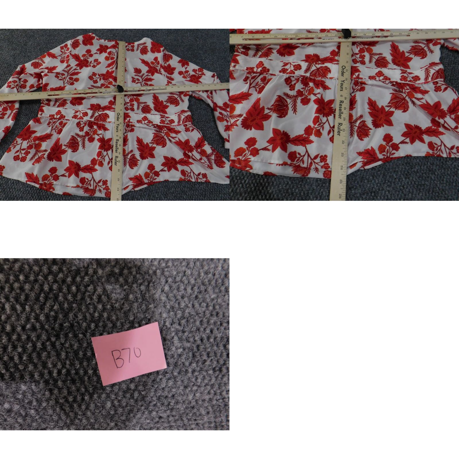 Ann Taylor Loft Blouse Womens 16 White Red Floral Long Sleeve Peplum Flowing Top Size XXL / US 16-18 / IT 52-54 - 9 Thumbnail