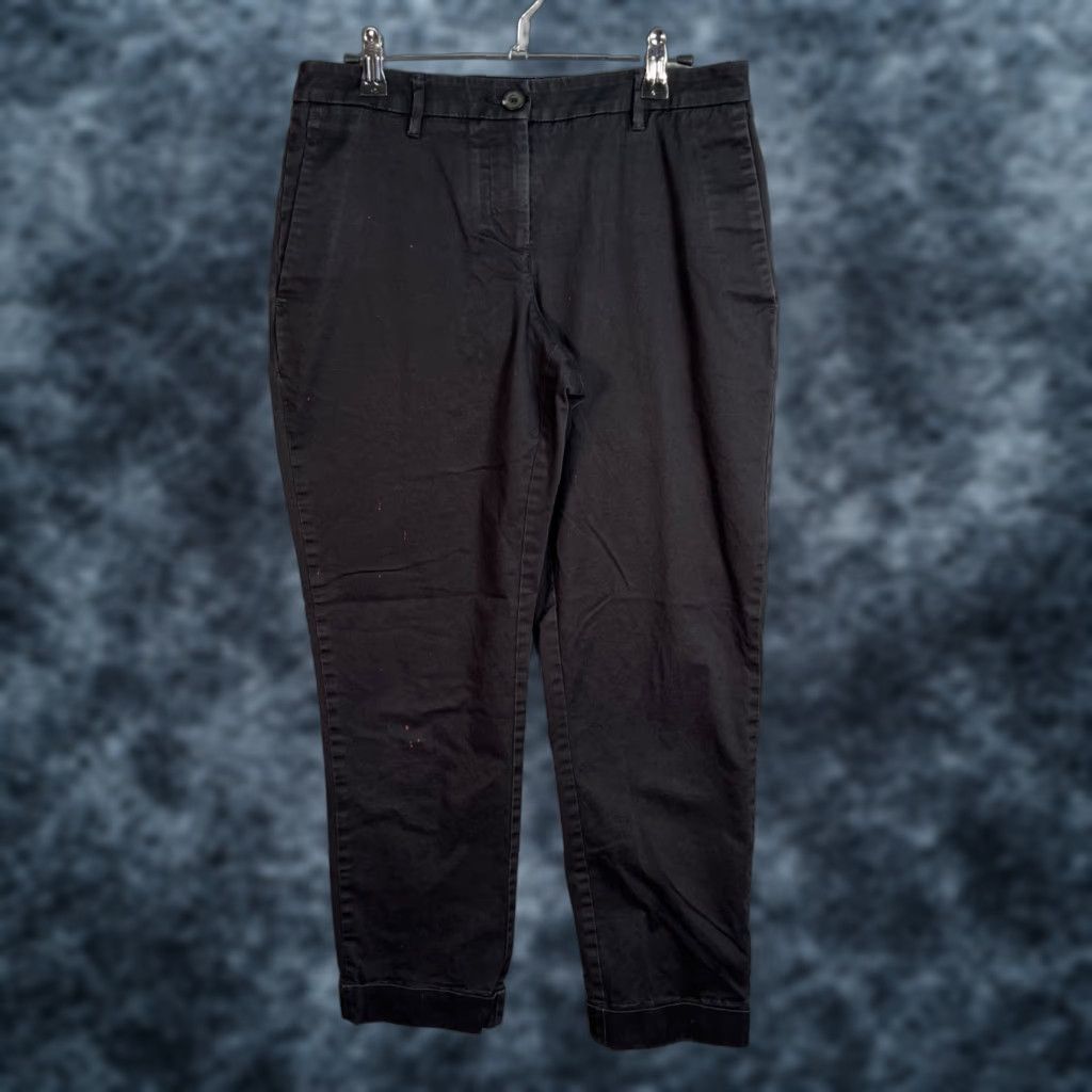 Wildfang Wildfang Womens Size 4 Black Essential Trousers Cotton Blend Slim Fit Pants Chino Flat Front Zip 27in Inseam 29in Waist Womens Slim Black 4 Size 27" / US 4 / IT 40 - 1 Thumbnail