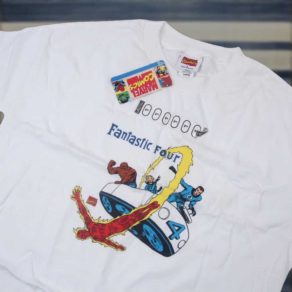 Vintage VINTAGE Marvel Comics Fantastic 4 T-Shirt Mens Large White Graphic NWT Size US L / EU 52-54 / 3 - 1 Thumbnail