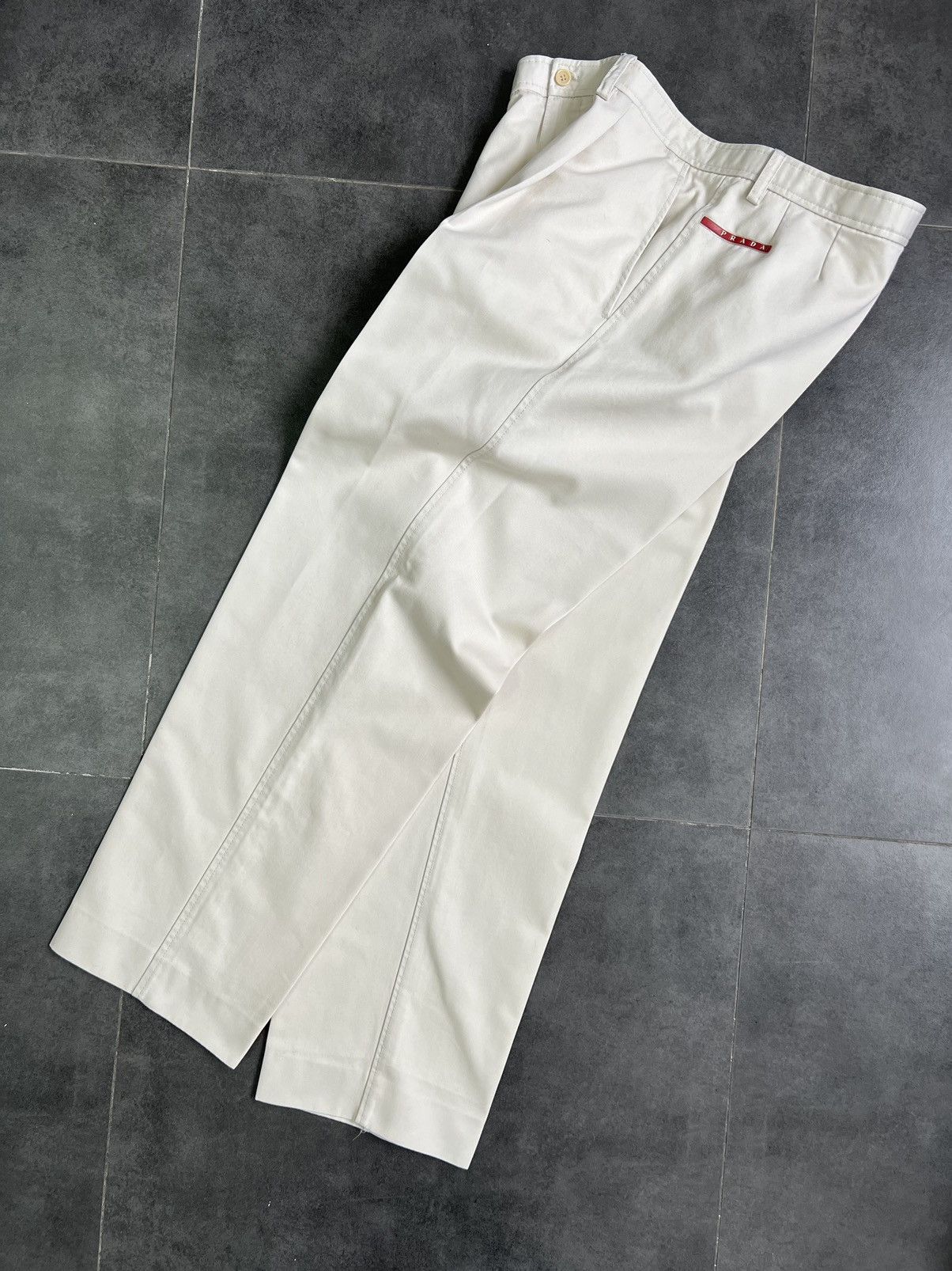 Prada Vintage Prada Red Tab Cream Rare Grail Baggy Chino Pants Size US 36 / EU 52 - 2 Thumbnail