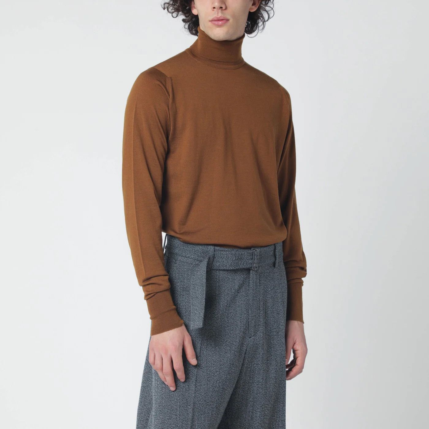 John Smedley o1d2blof0526 Wool Turtleneck Sweater in Brown Size US S / EU 44-46 / 1 - 1 Thumbnail