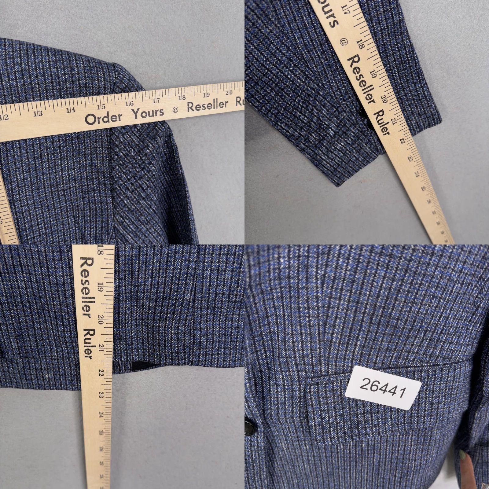 Vintage Boss Blazer Womens 4 Blue Check Double Breasted Short Jacket Tailored Workwear Blazer Women Medium? Size 27" / US 4 / IT 40 - 9 Thumbnail