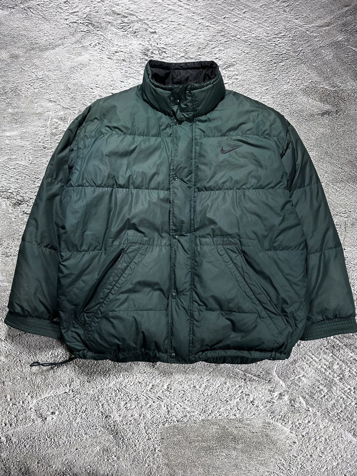 Nike × Vintage Nike puffer jacket green vintage big swoosh Y2K Size US XL / EU 56 / 4 - 1 Thumbnail