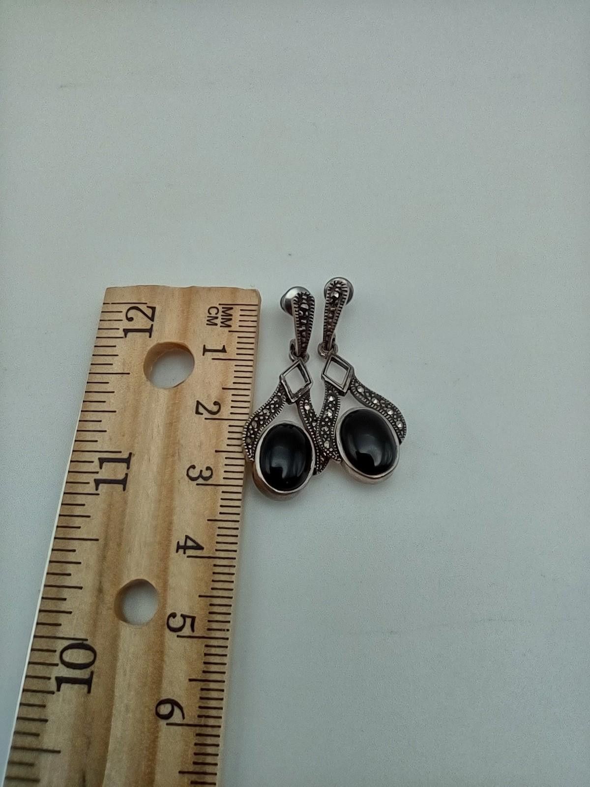The Unbranded Brand Art Deco Sterling Black Onyx & Mother of Pearl Dangles Size ONE SIZE - 4 Thumbnail