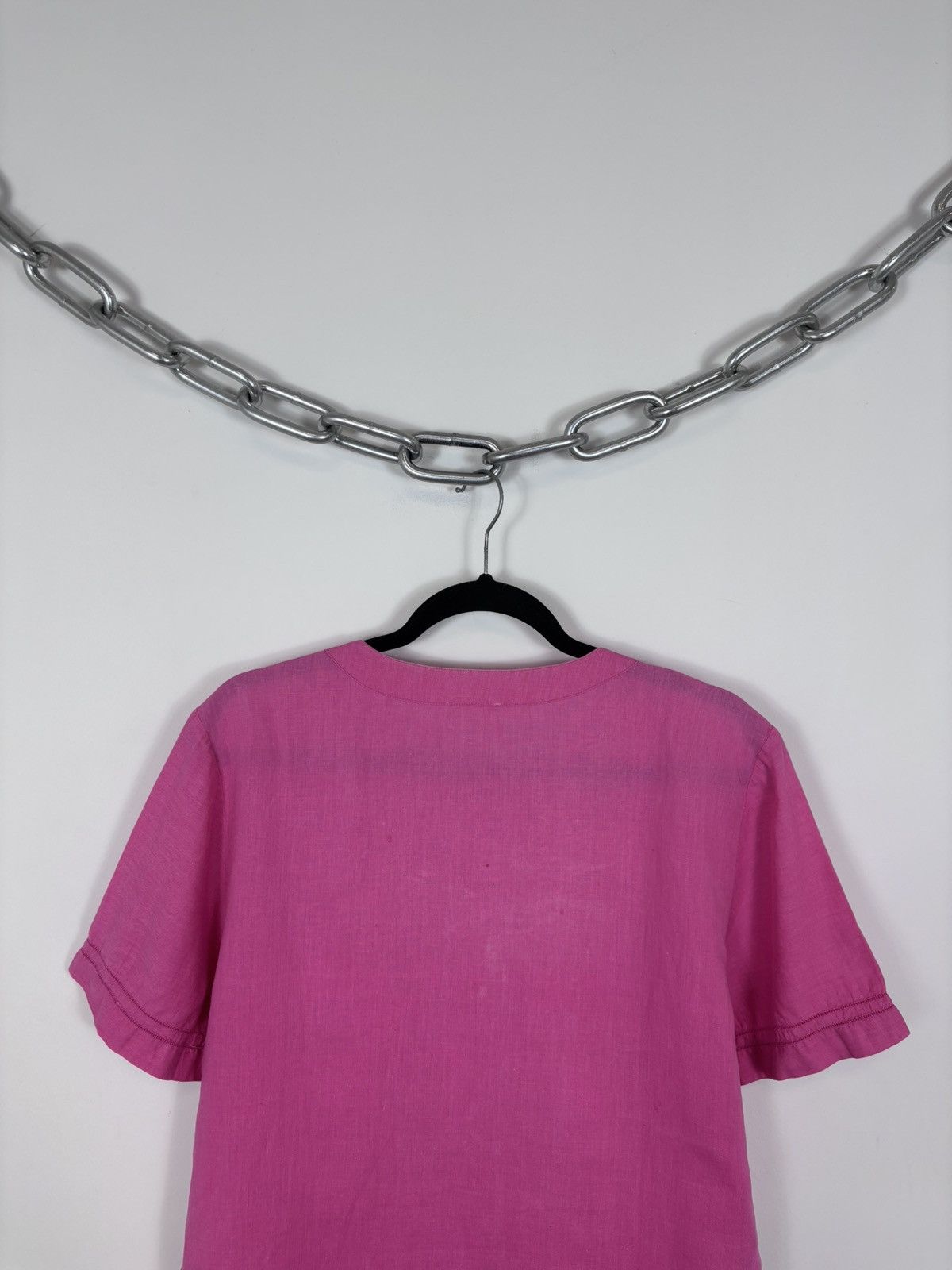Davide Cenci Davide Cenci Vintage Women’s Pink Linen Short Sleeve Shirt Size L / US 10 / IT 46 - 14 Thumbnail