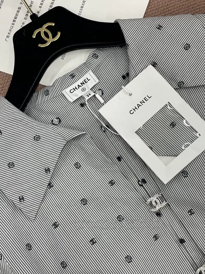 Chanel Chanel Diamond buckle striped pola dot full logo short sle Size XXS / US 00 / IT 34 - 2 Thumbnail
