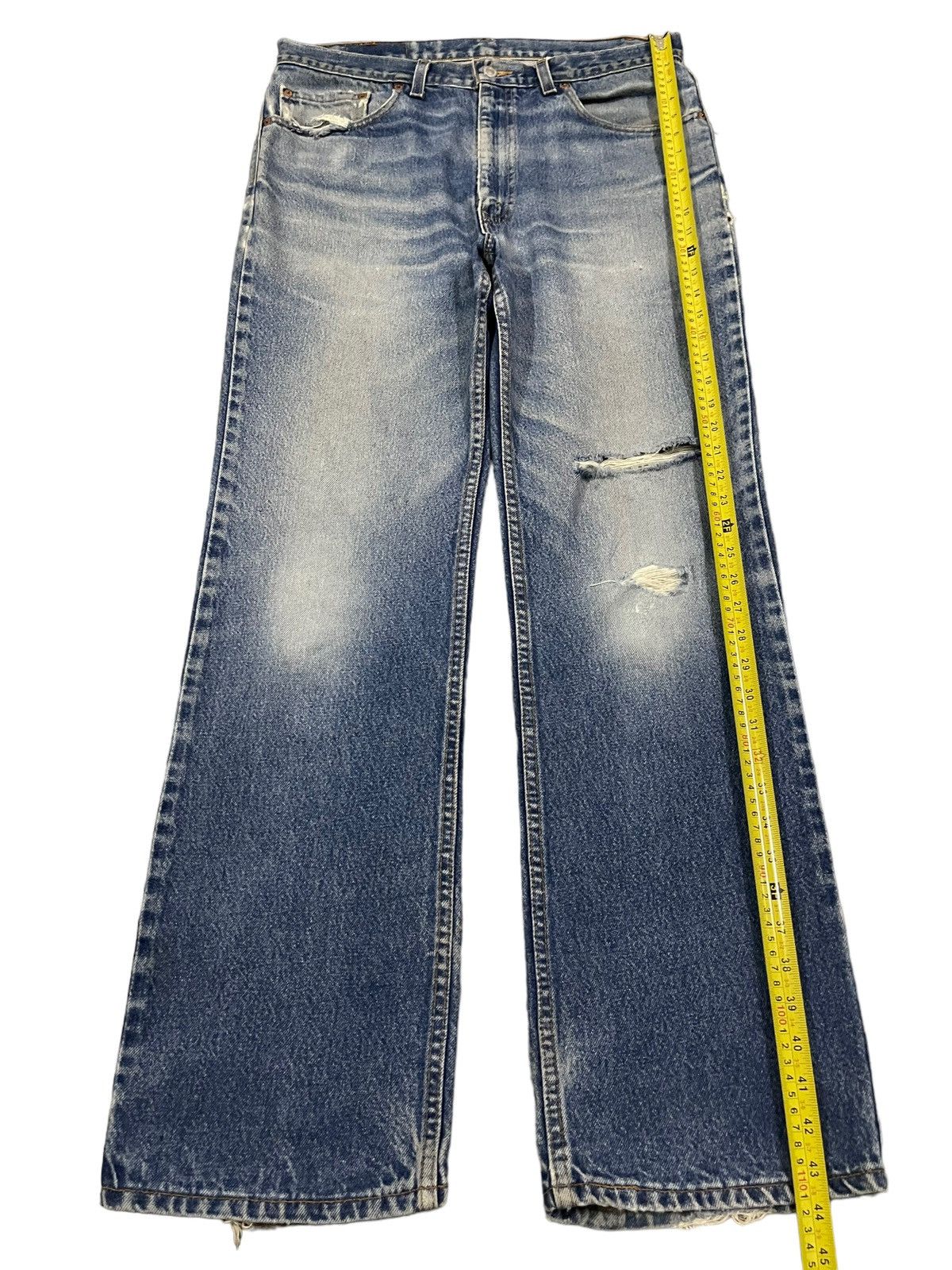 Levi's Vintage 70s Levis 517 Bootcut Blue Wash Distress Jeans Size US 34 / EU 50 - 11 Thumbnail
