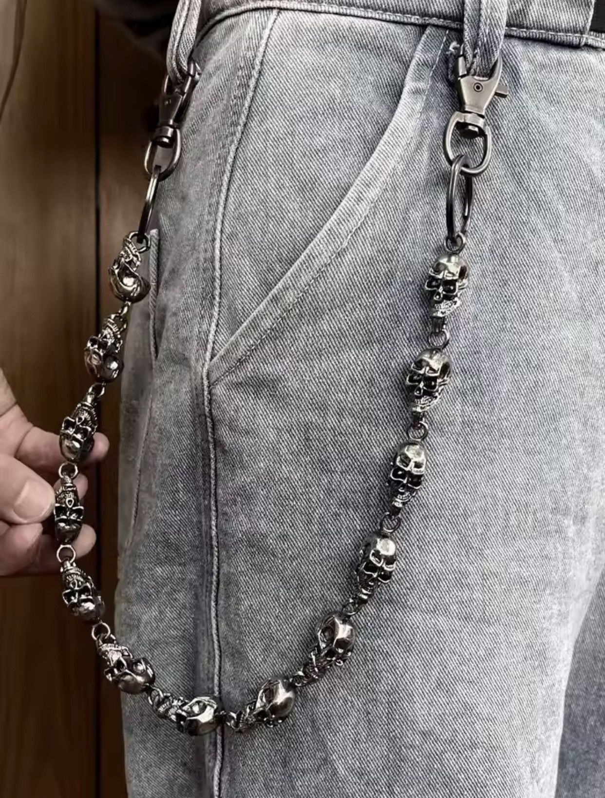 Jewelry Pocket Chain Skull Punk Rock Link Gothic Death Wallet Demon Size ONE SIZE - 1 Thumbnail