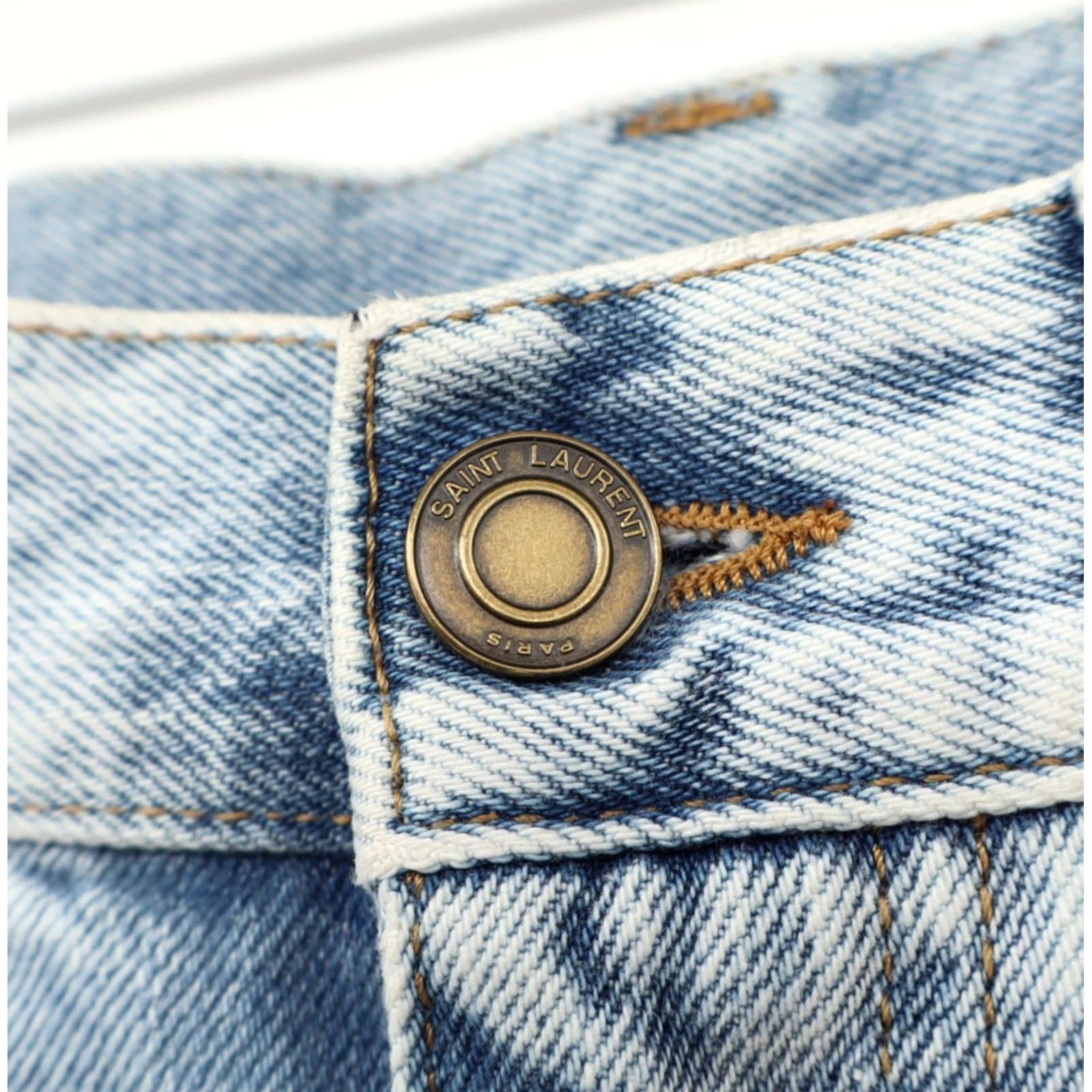 Yves Saint Laurent Saint Laurent Jeans Women's High Rise Straight Leg 28" Inseam 28" 80s Theme Blue 100% Cotton Button Zip Vintage: No Size ONE SIZE - 5 Thumbnail