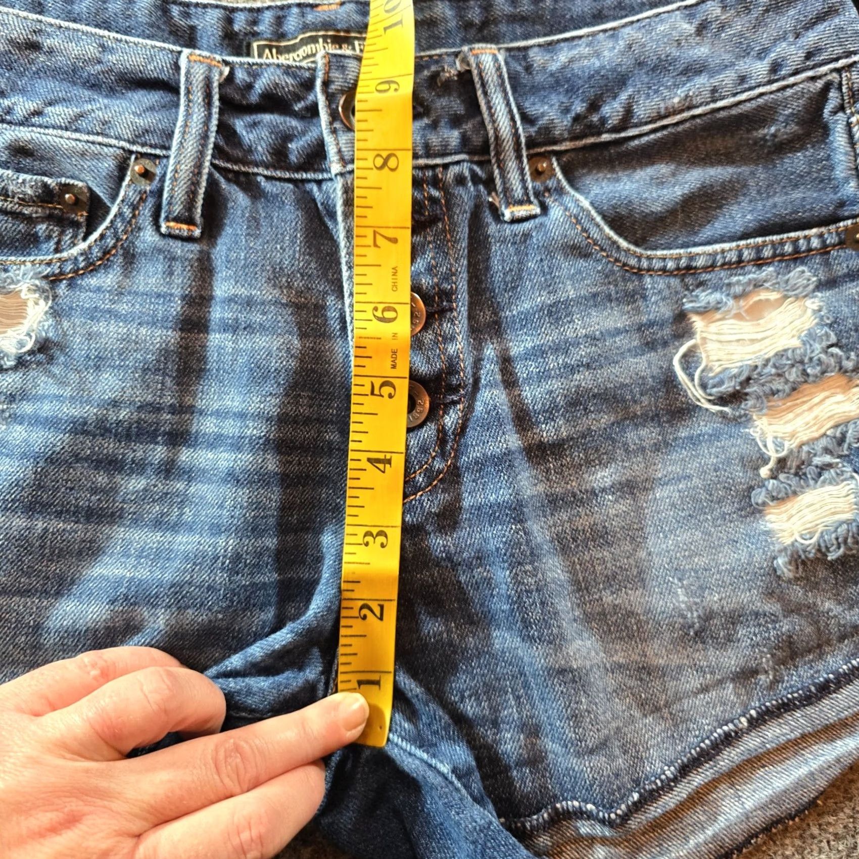 Abercrombie & Fitch Abercrombie & Fitch Shorts Womens Size 26 Blue Button Fly Cutoff Distressed Retro Beachy Casual Summer Womens Size 26" / US 2 / IT 38 - 6 Thumbnail