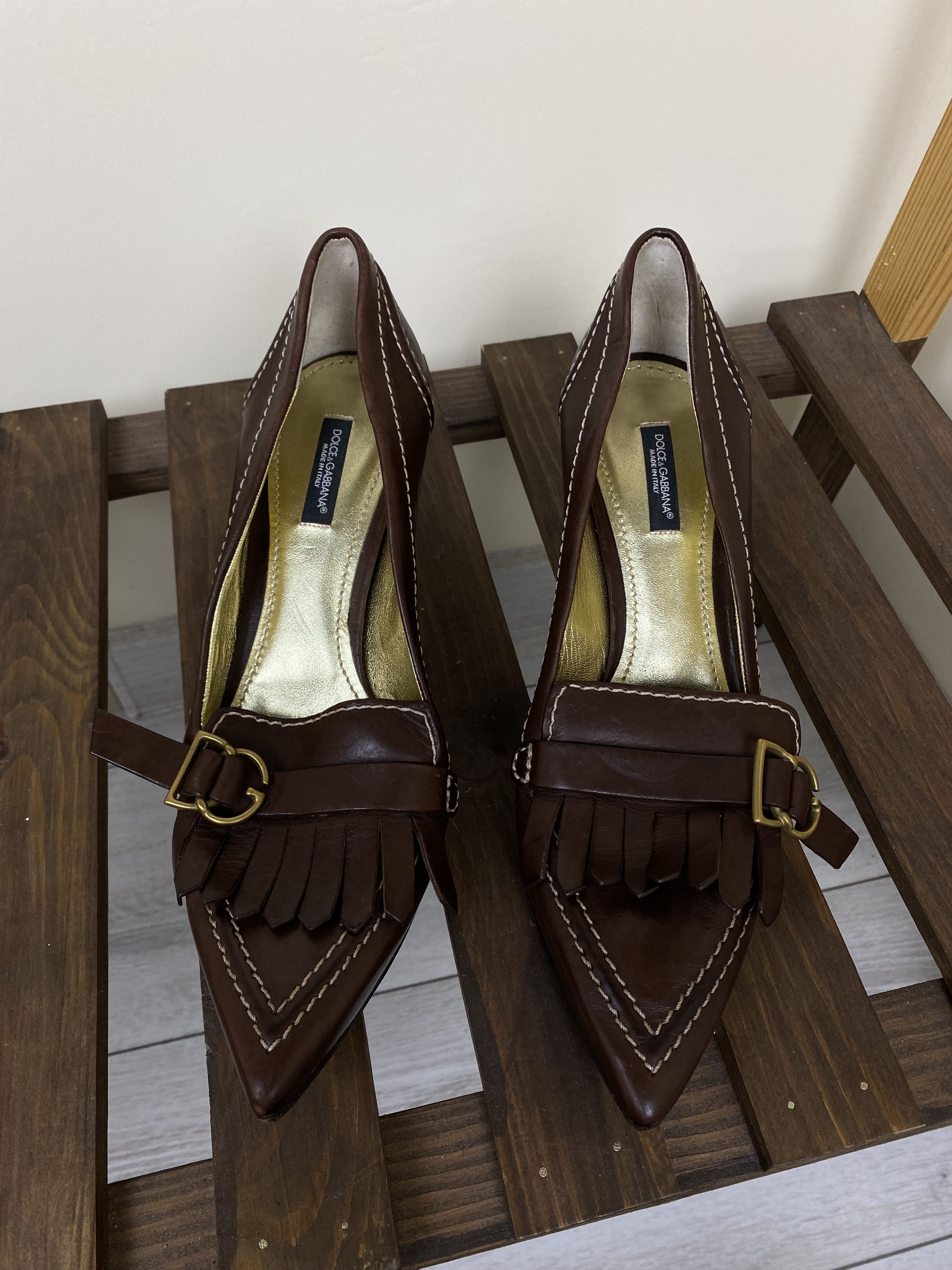 Dolce & Gabbana DOLCE & GABBANA DK BROWN SHOES W/FRINGE BUCKLE Size US 9 / IT 39 - 2 Thumbnail