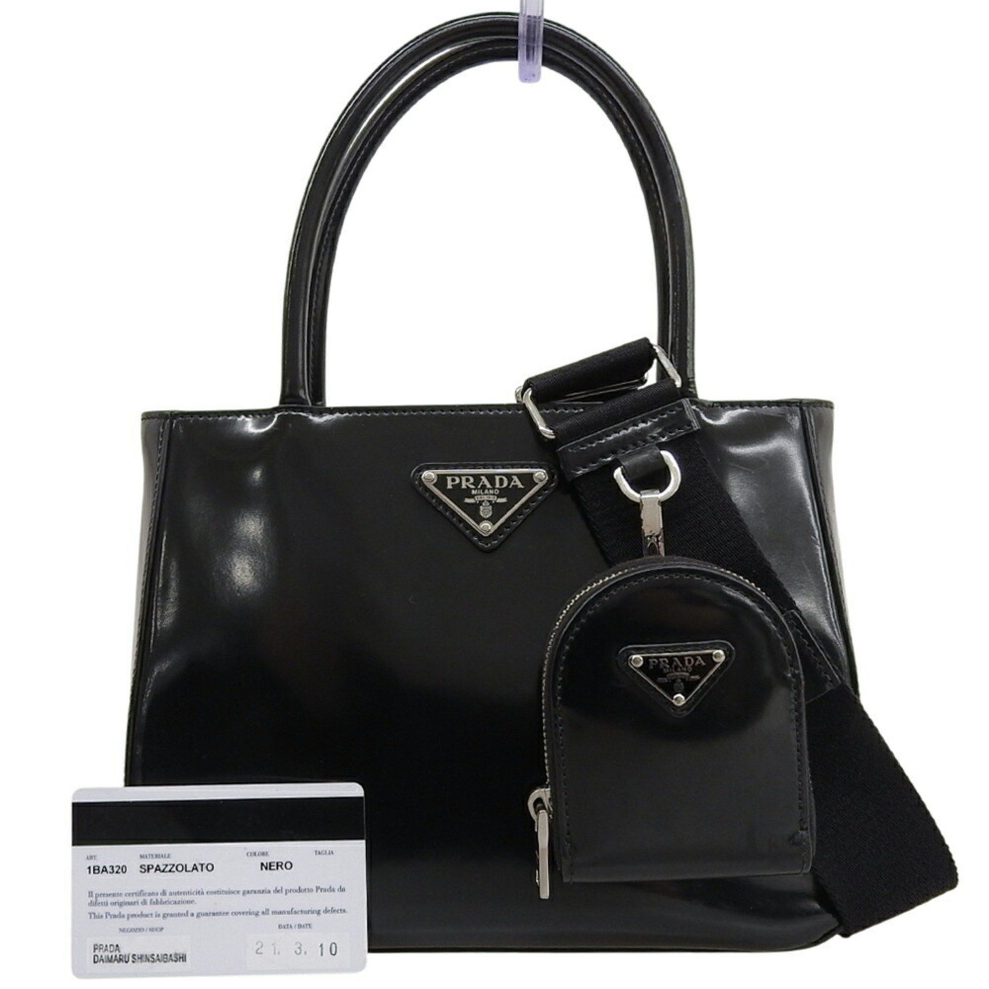Prada Prada SPAZZOLATO Triangle Bag in Black Leather (1BA320) Size ONE SIZE - 1 Thumbnail