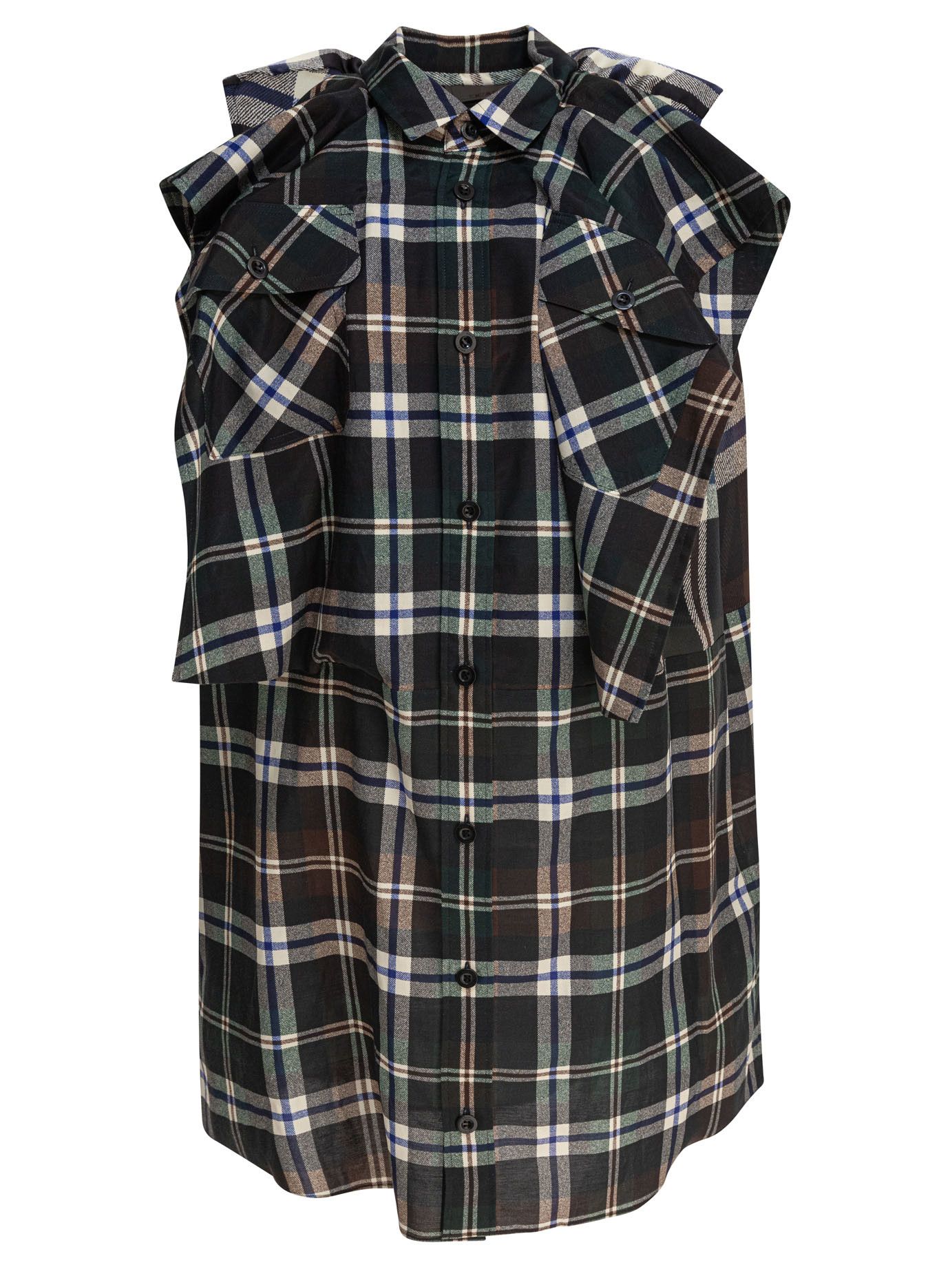 ワンピース Sacai Plaid print dress Grey sacai Plaid Print Dress | REVERSIBLE