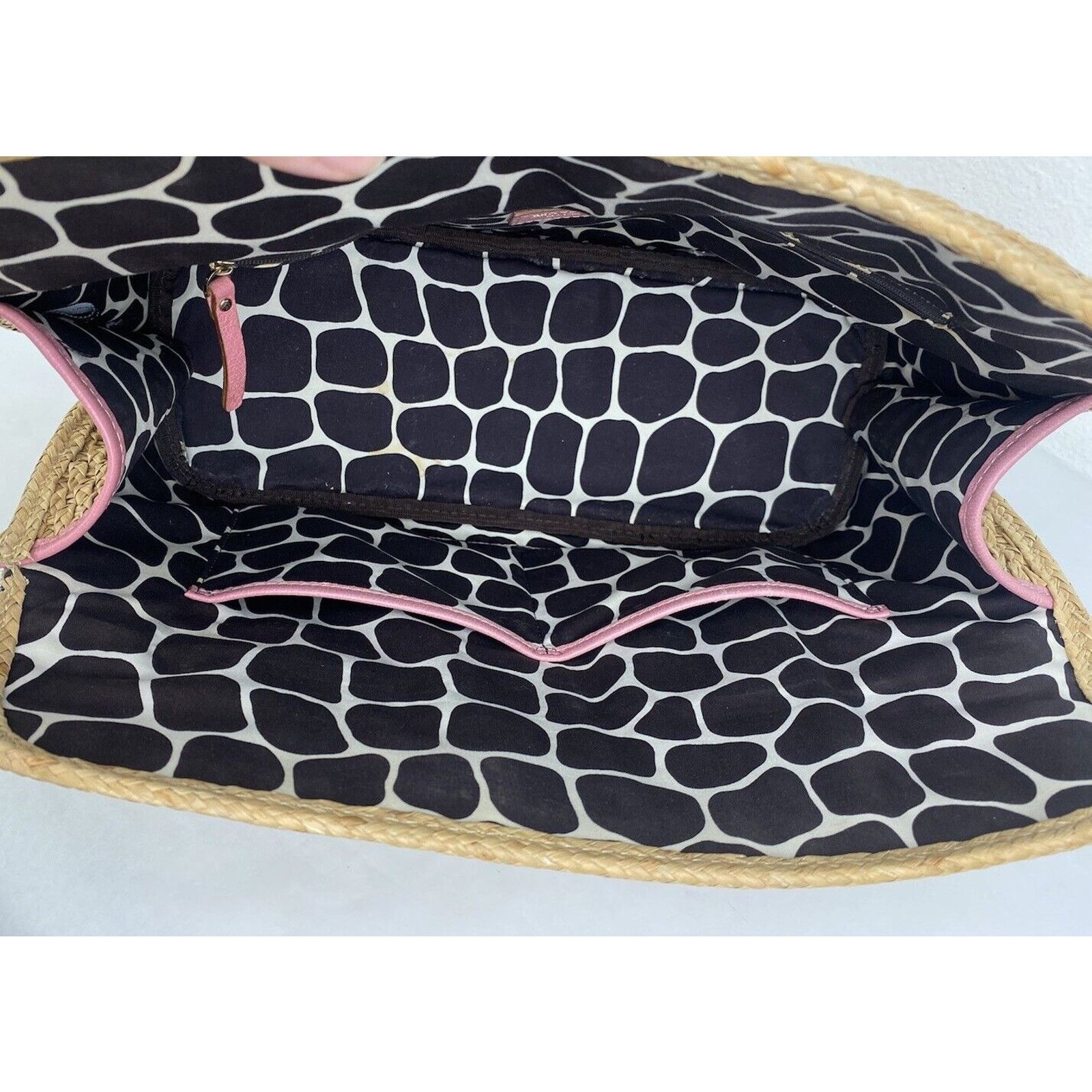 Kate Spade Kate Spade Straw Picnic Wine Bag Purse Basket Pink Leather Size ONE SIZE - 17 Thumbnail