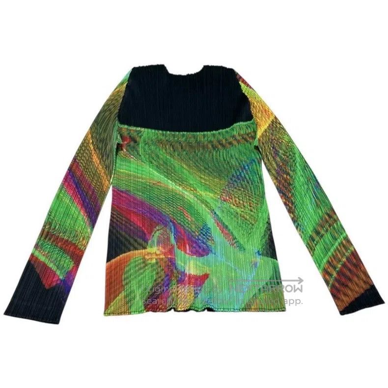 Issey Miyake Issey Miyake Green Long-Sleeve Top Size XXL / US 16-18 / IT 52-54 - 2 Thumbnail