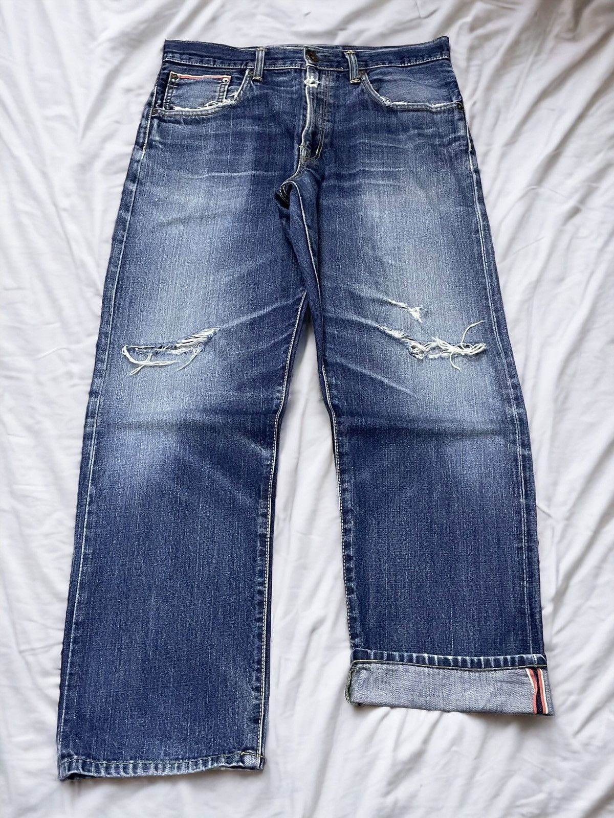 Edwin Rare Edwin 505 Z Selvedge Buckle Back Baggy Loose Jeans Size US 34 / EU 50 - 1 Thumbnail