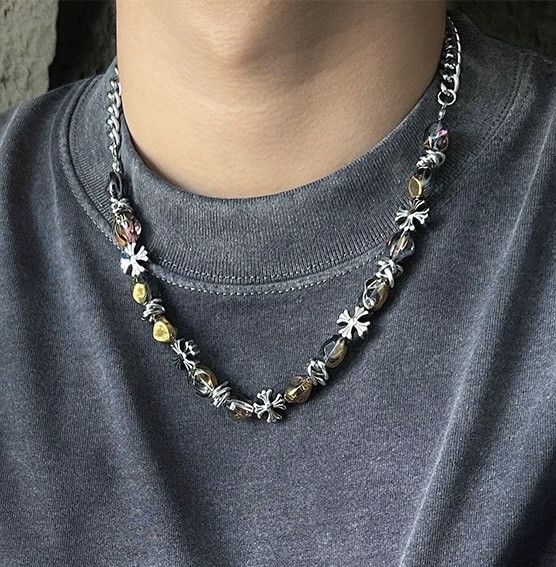Other Cross hologram holographic beads retro punk chain necklace Size ONE SIZE - 3 Thumbnail
