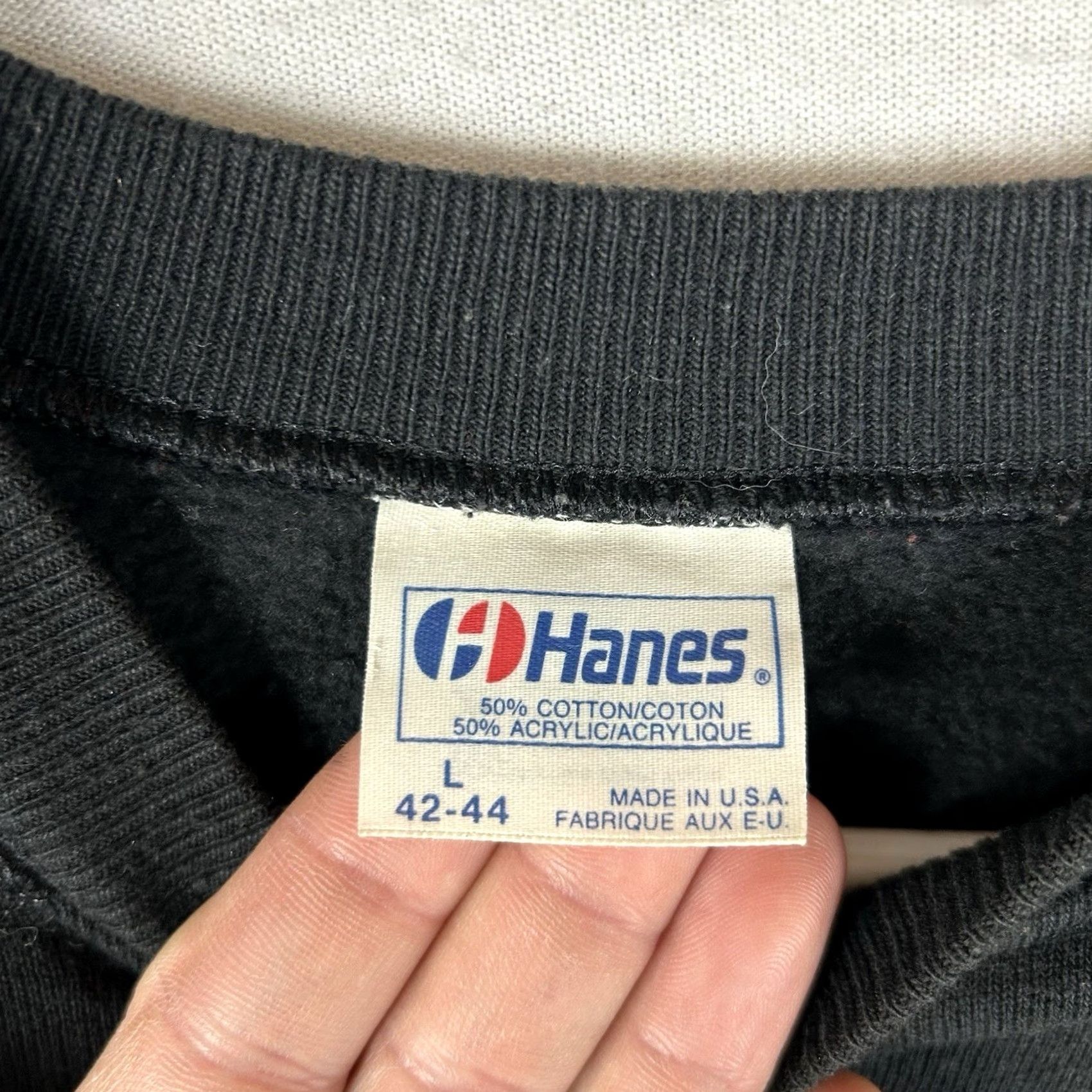 Hanes VINTAGE Hanes Arizona Sweatshirt Mens L Black Graphic Print Bull Skull Southwest USA Made Crew Neck Pullover Long Sleeve Fleece Cotton Polyester Size US L / EU 52-54 / 3 - 3 Thumbnail