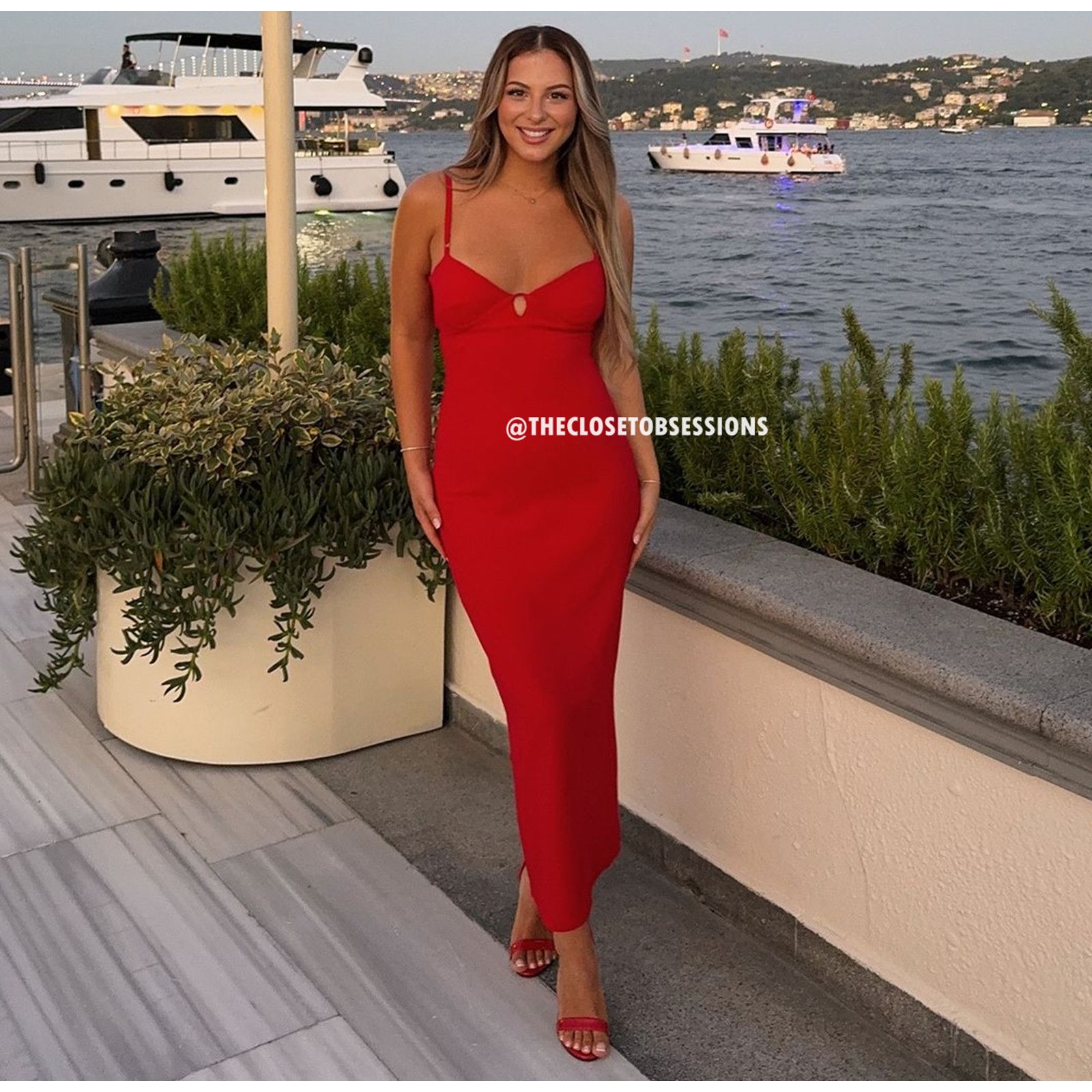 strapless open back dress Red Tiered Zara Midi Dress