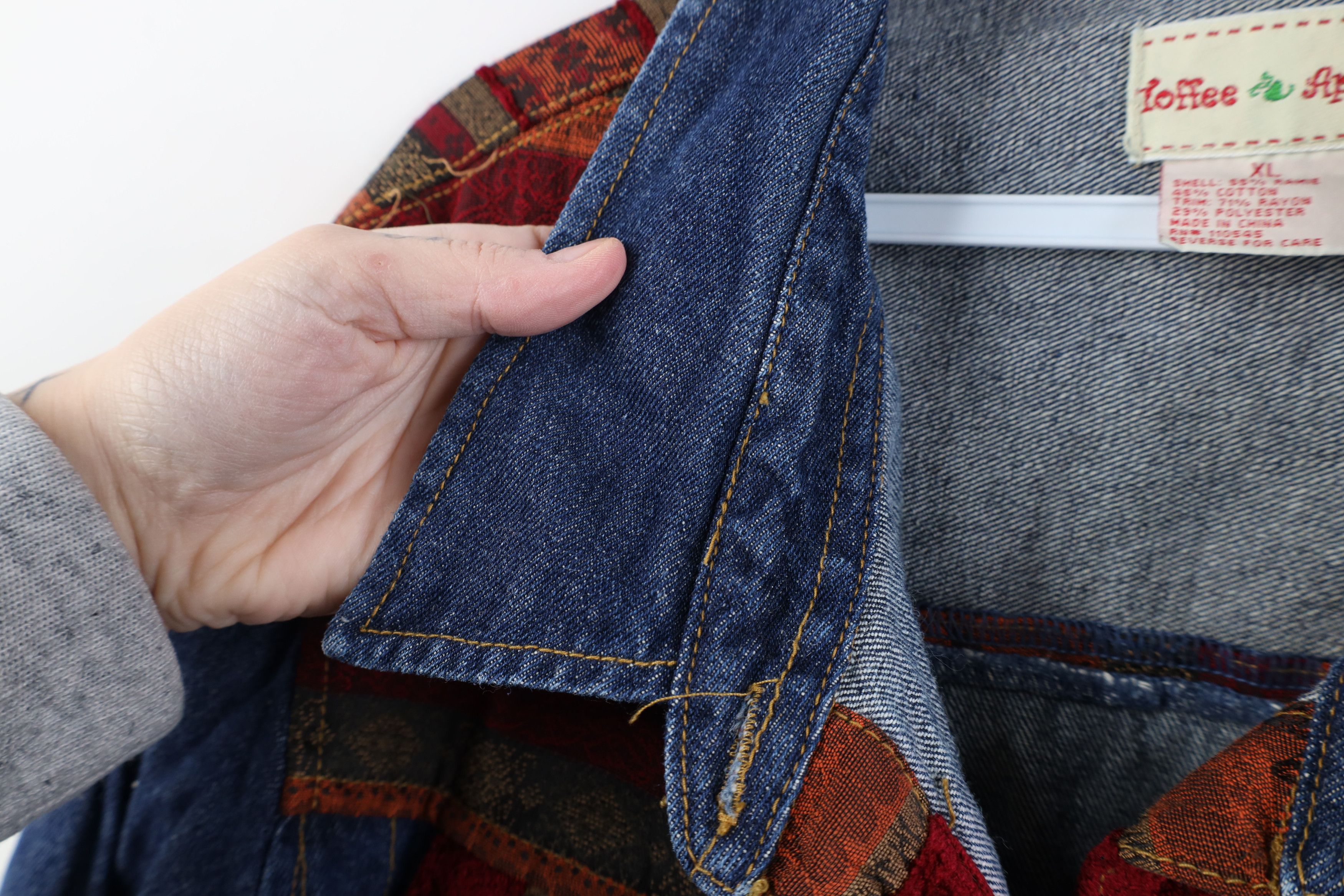 Vintage Vintage 90s Y2K Streetwear Patchwork Denim Shirt Jacket Size L / US 10 / IT 46 - 10 Thumbnail