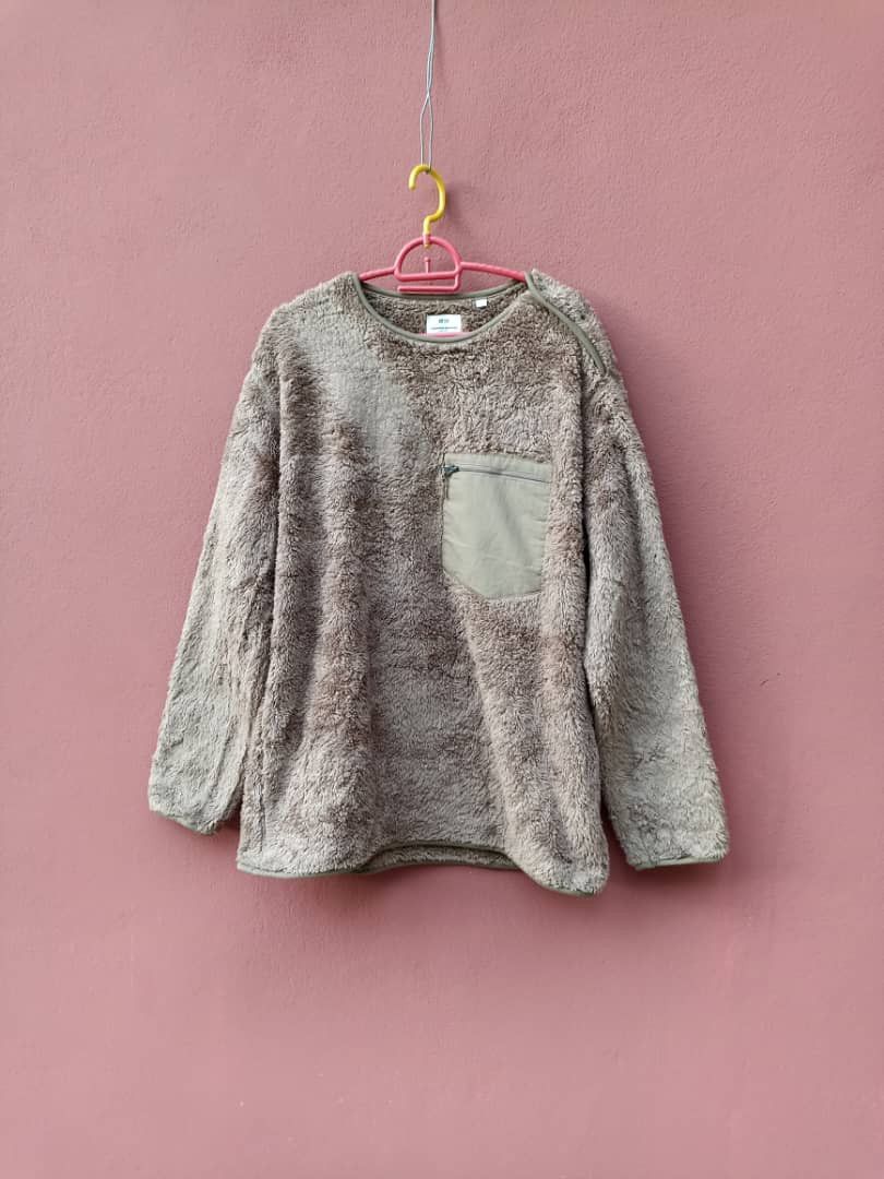 image of Engineered Garments x Uniqlo Engineered Garment Faux Fur Sweatshirt in Chocolate, Men's (Size Large