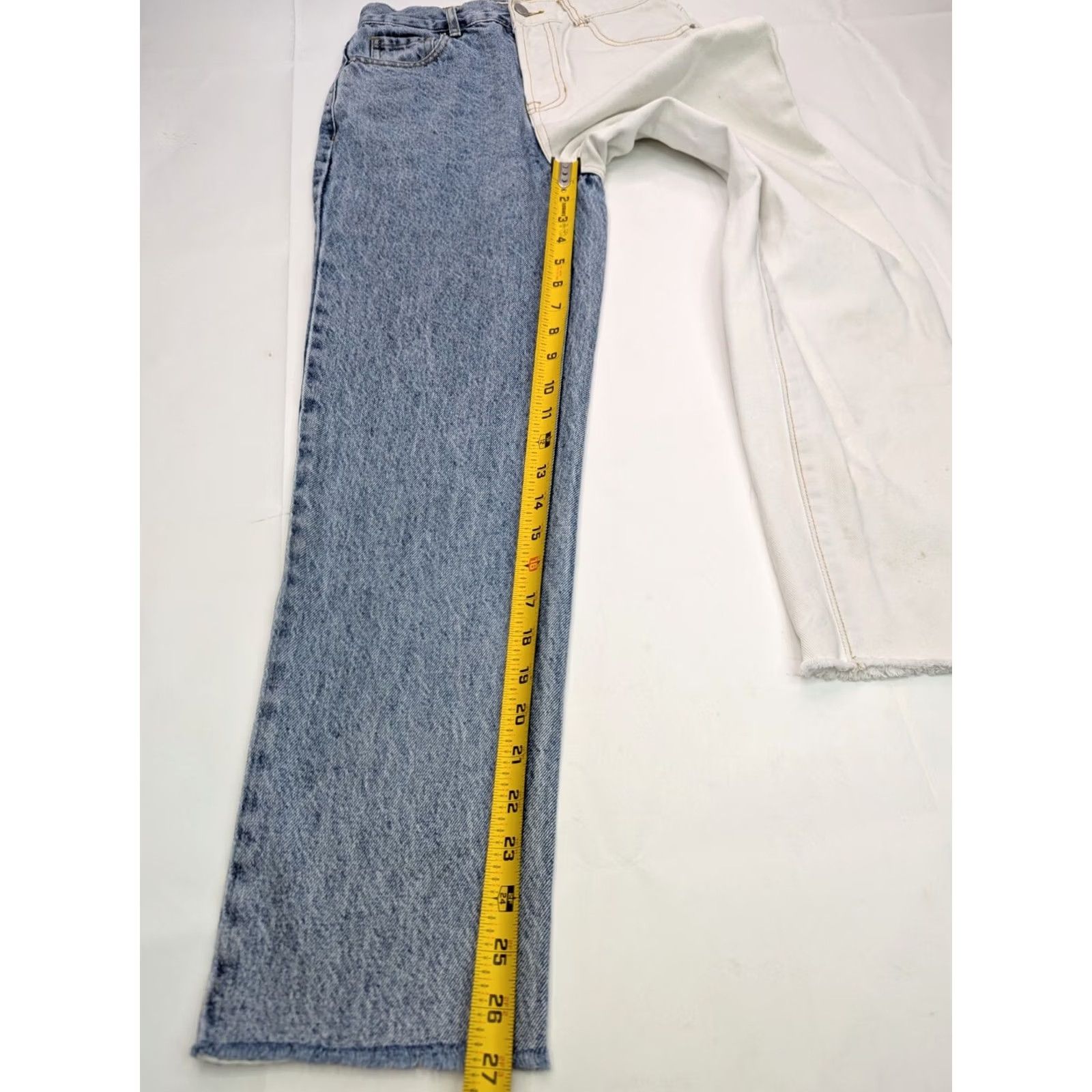 Pacsun PacSun Two Toned High Rise Straight Jeans Women 25 Inseam 27 Distressed Blue Regular 5-Pocket Cotton Denim Jeans Size 42" / US 20 - 5 Thumbnail