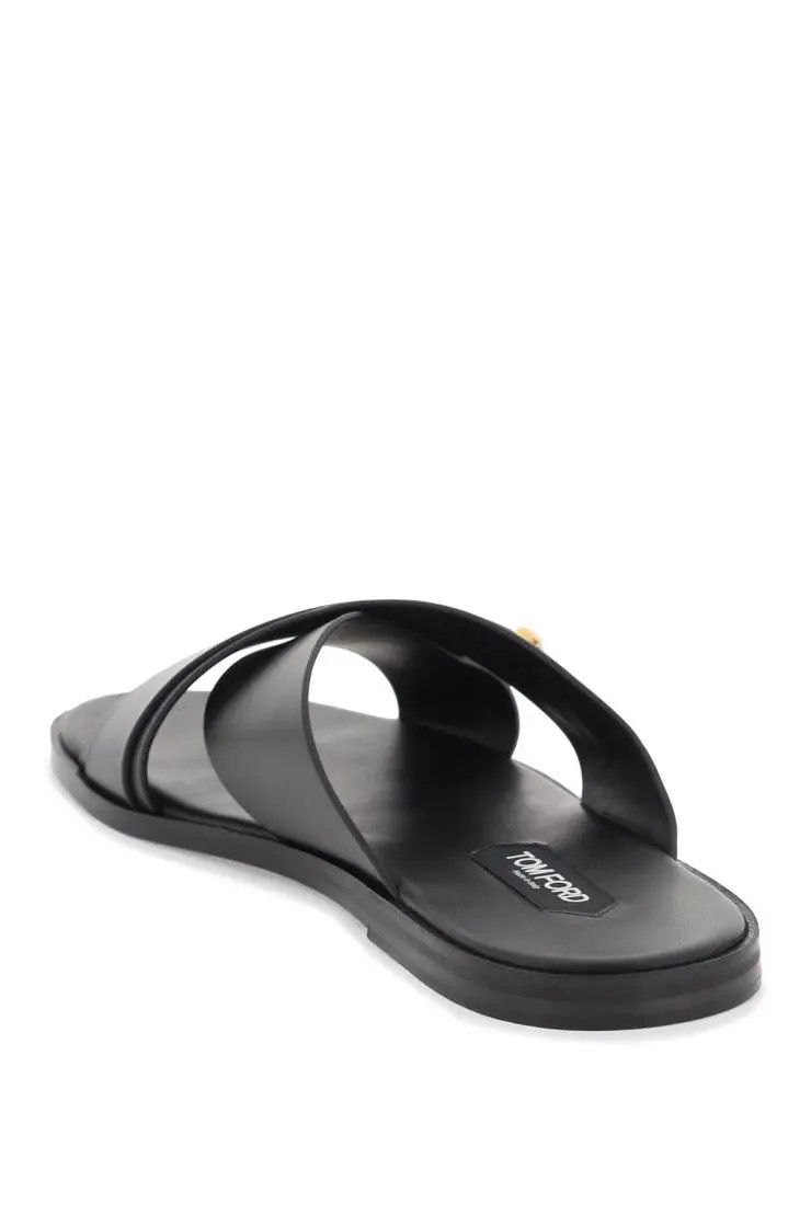 image of Tom Ford O1S22I1N0324 Leather Sandals In Black, Men's (Size 12)
