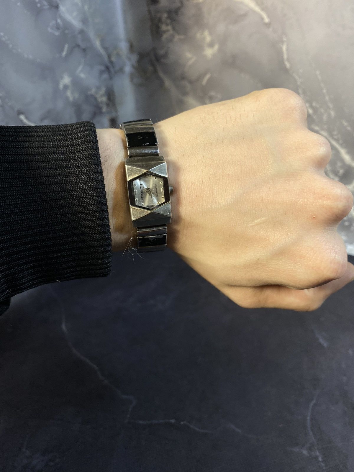 Vintage x Watch Futuristic Quartz Two-Tone Watch in Black, Men's