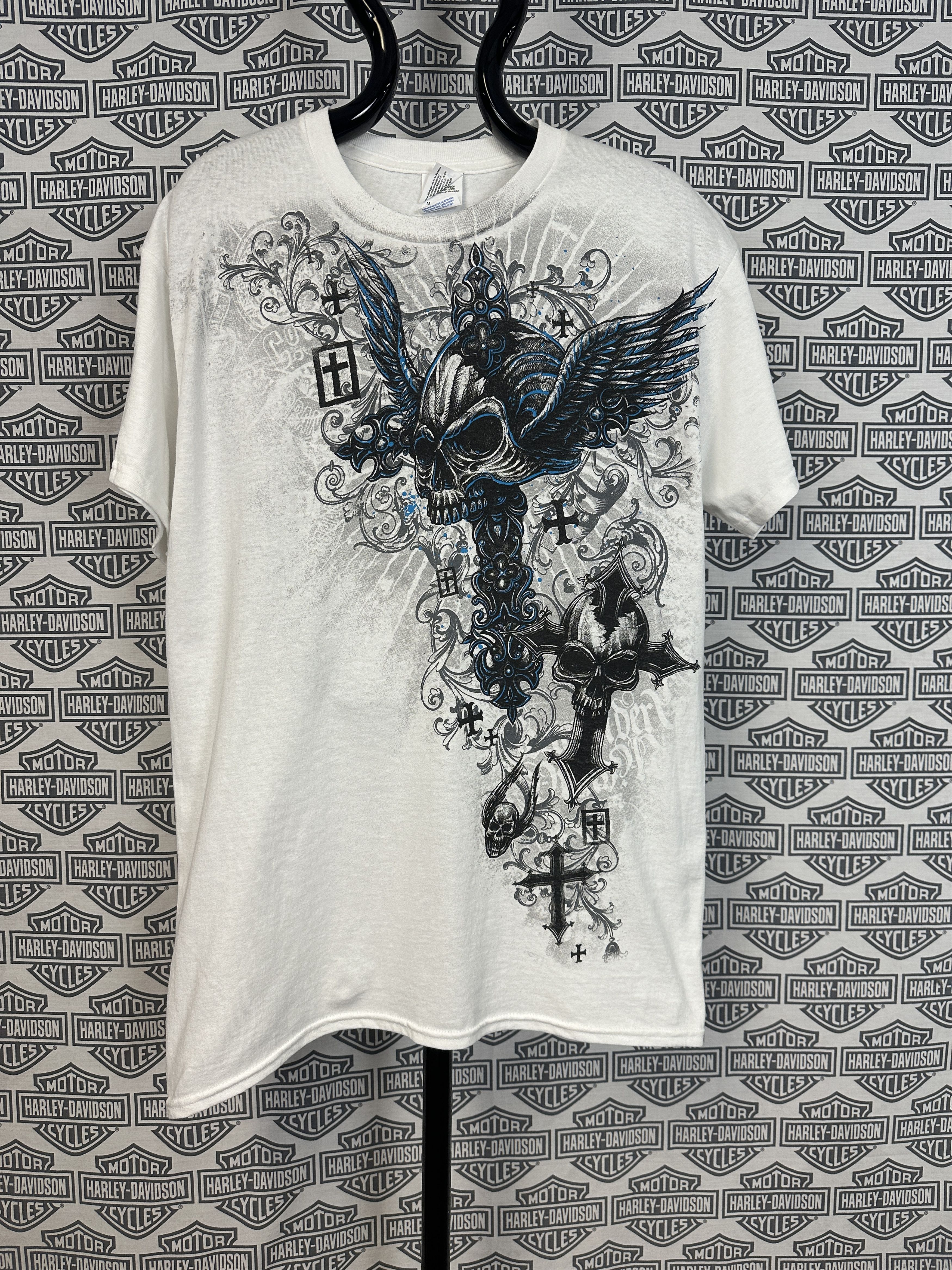 Affliction × Gildan × Vintage Y2K Cyber Goth Skull Cross Wings T-Shirt Sz Medium Size US M / EU 48-50 / 2 - 1 Thumbnail