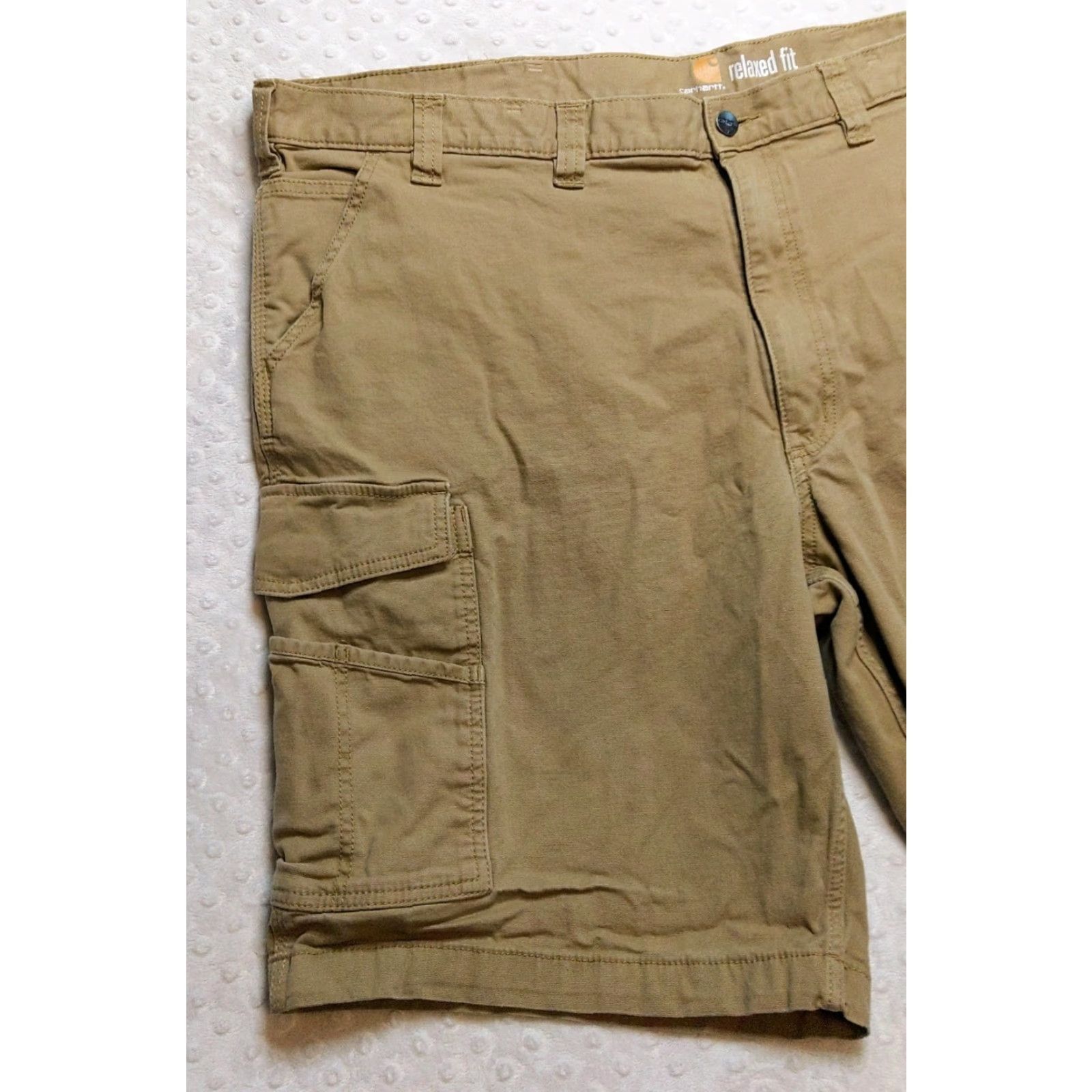 Carhartt Carhartt Shorts Mens 46 Khaki Relaxed Fit Canvas Work Utility Cargo Shorts Beige Cotton Canvas Cargo Pocket Zipper Button Casual Workwear Mens 46 Size US 30 / EU 46 - 3 Thumbnail