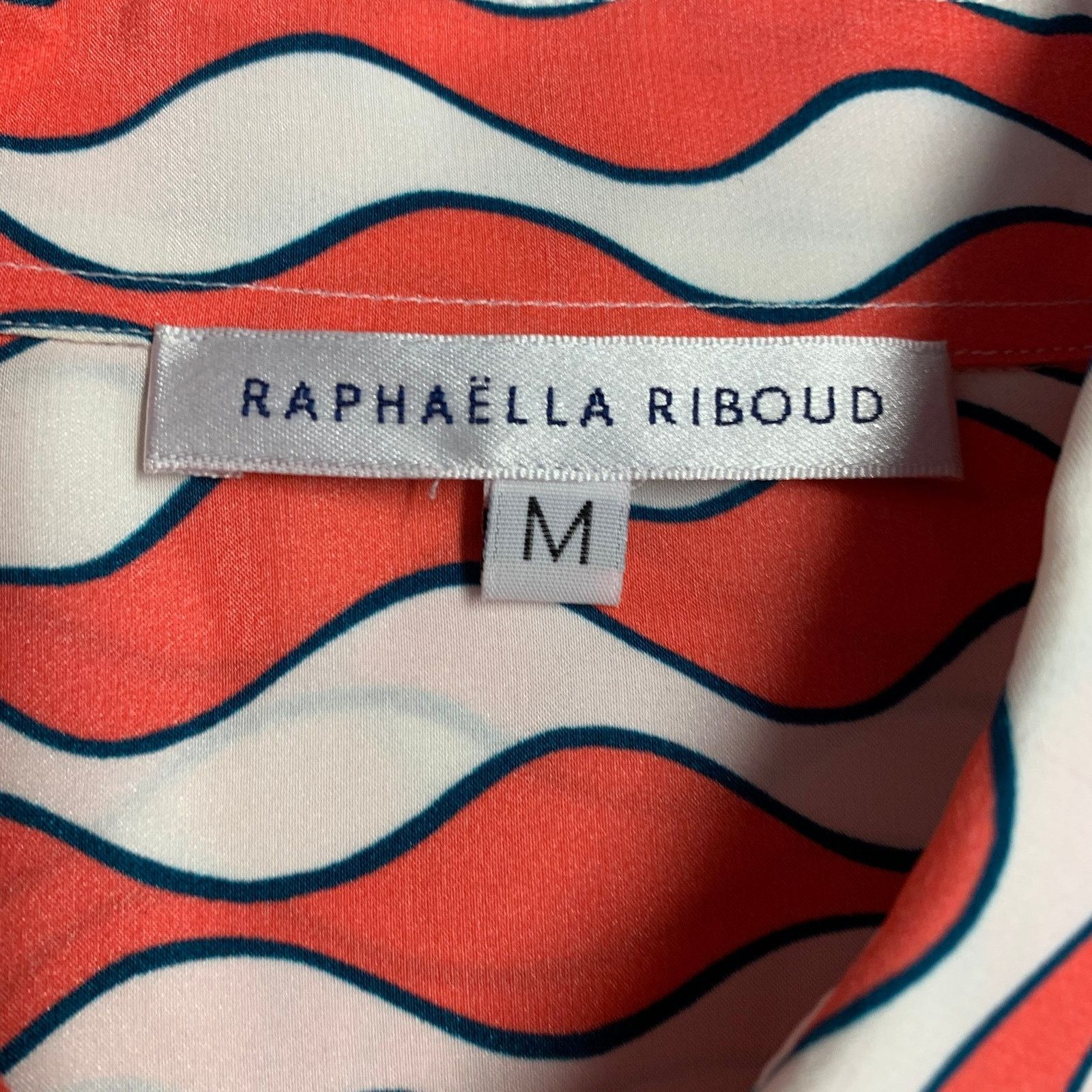 Other RAPHAELLA RIBOUD M Red White Silk Wavy Spread Collar Shirt Size M / US 6-8 / IT 42-44 - 5 Thumbnail