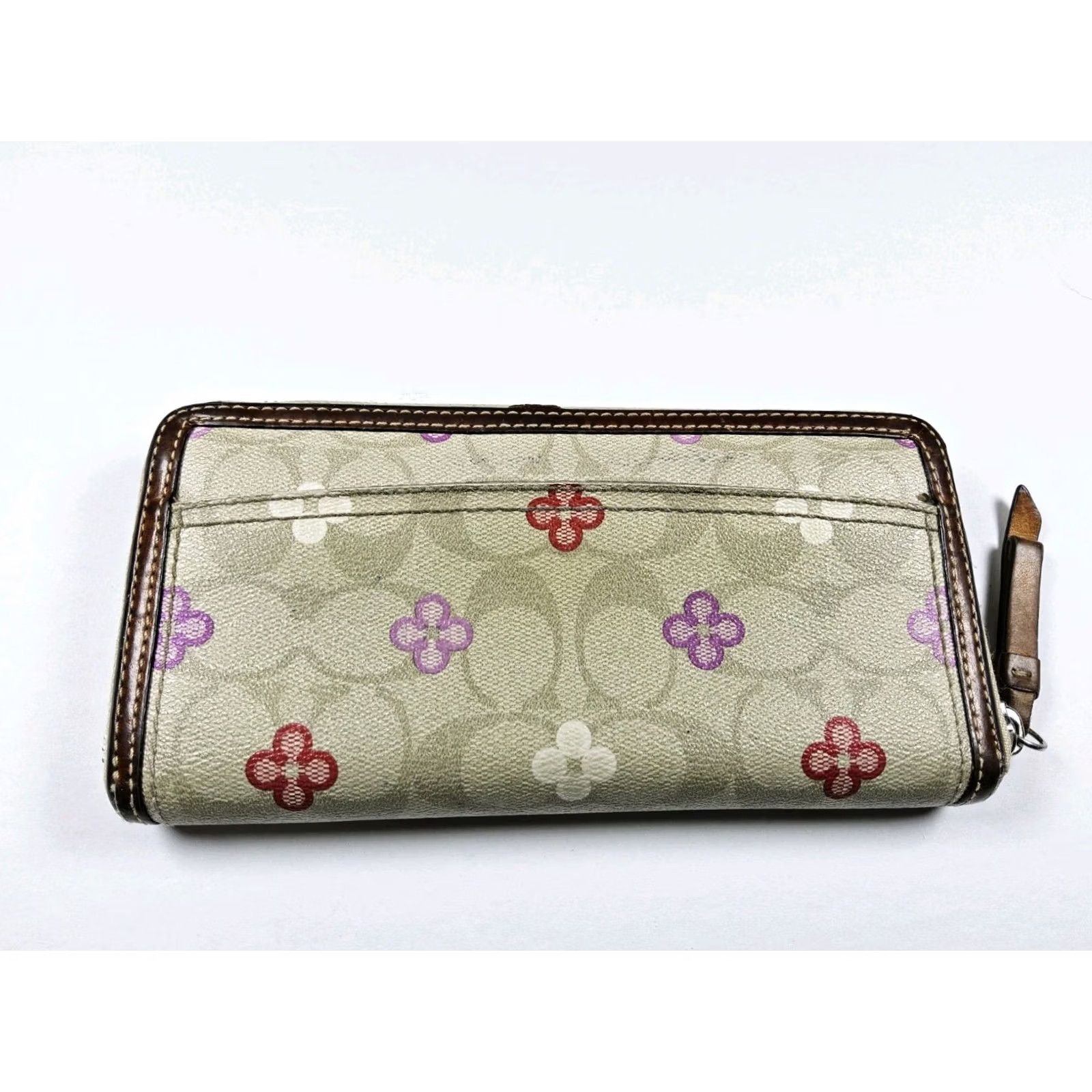 Coach Coach Wallet Zip Around Beige Floral Accordion DAMAGED Size ONE SIZE - 2 Thumbnail