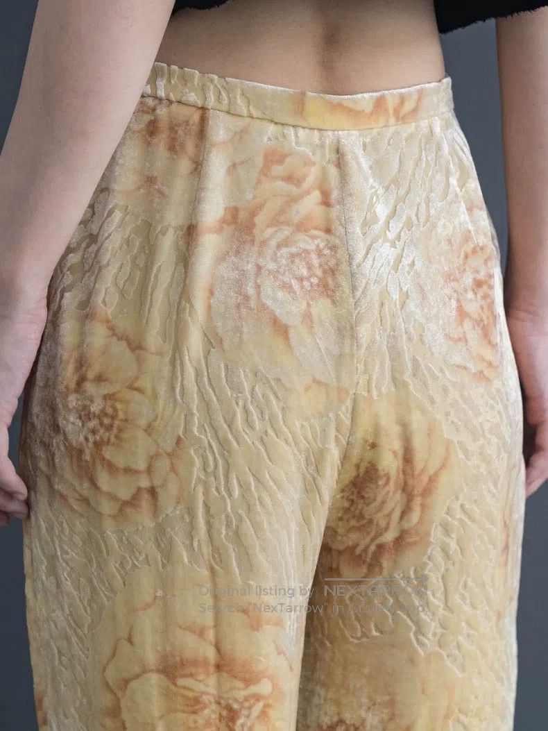 Kenzo Kenzo Yellow ombre floral velvet pants Size 25" / US 0 / IT 36 - 6 Thumbnail