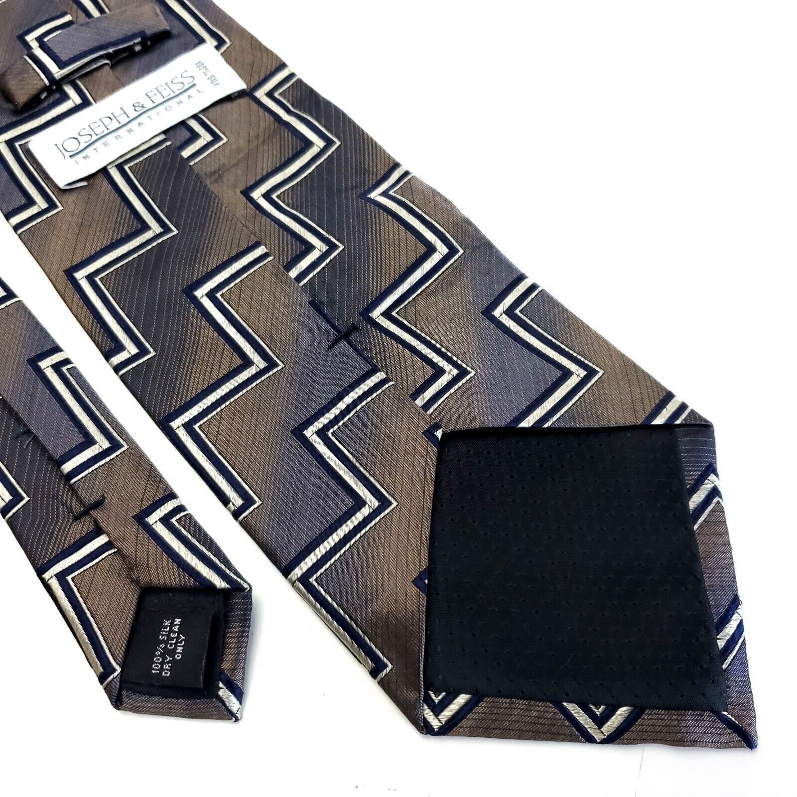 Joseph & Feiss Joseph & Feiss Brown Gray Woven Wide Abstract Silk Tie Size ONE SIZE - 5 Thumbnail